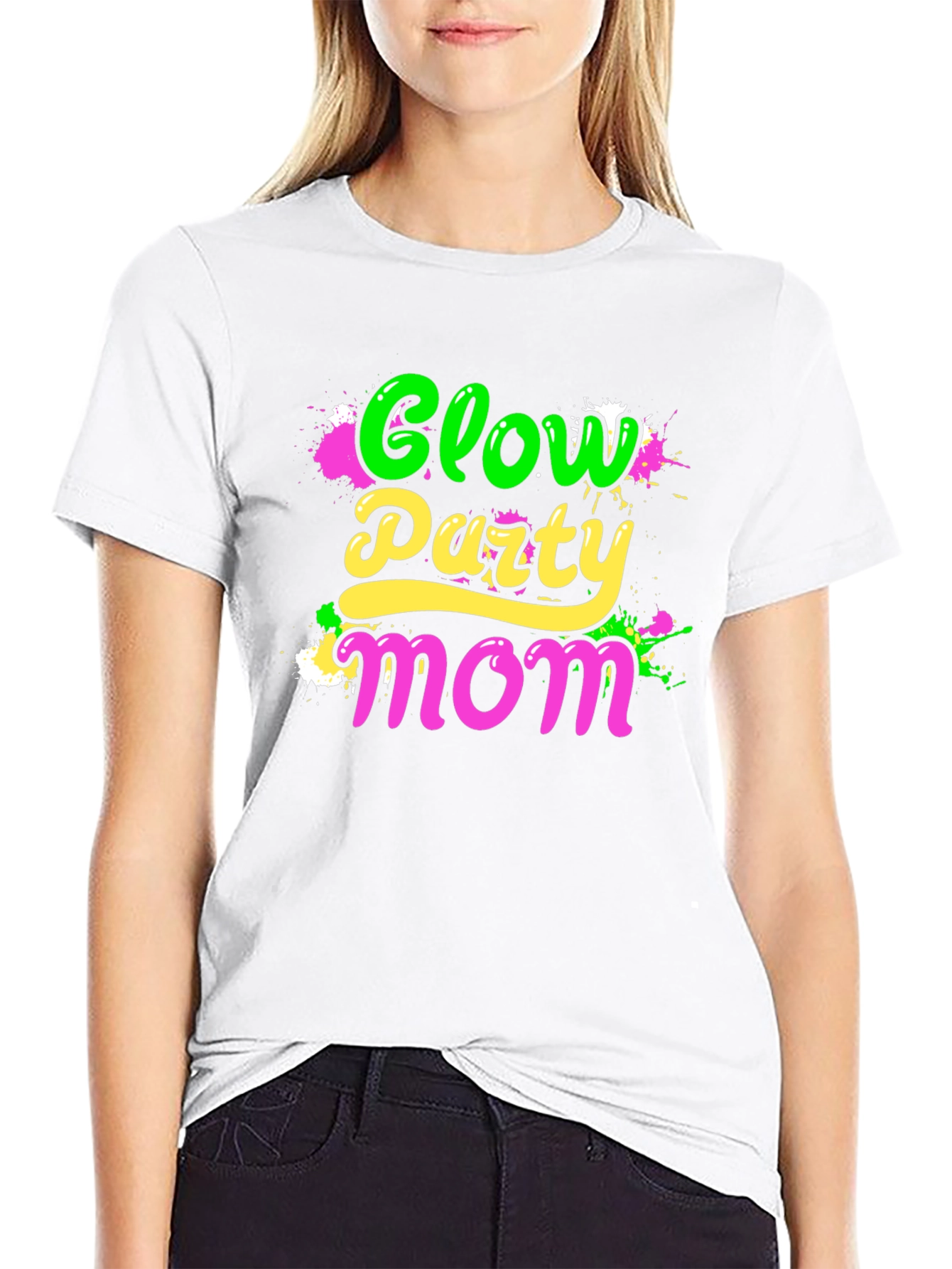 Glow Party Mom Black T-Shirt