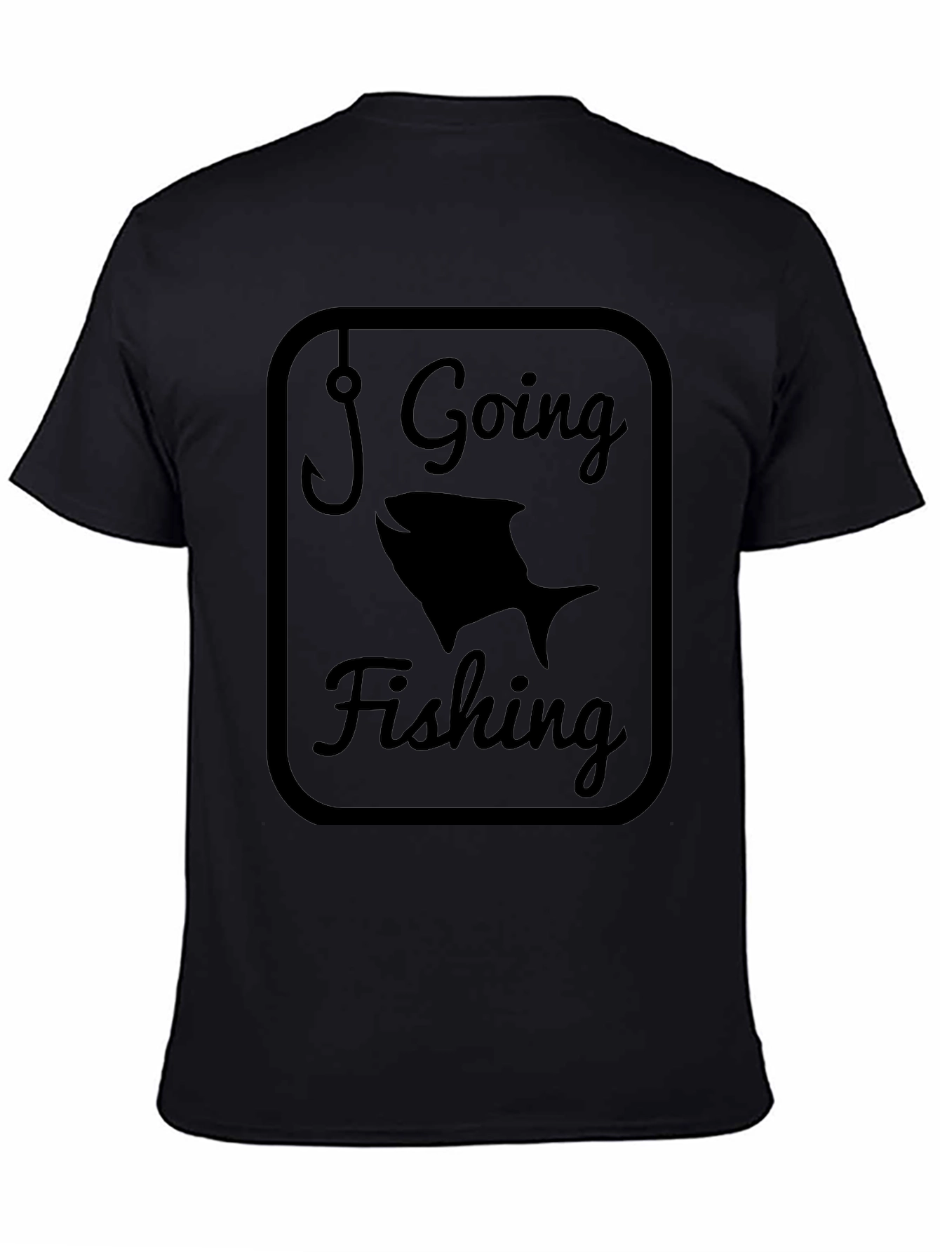 Going Fishing Graphic Tee - Black Cotton Comfort