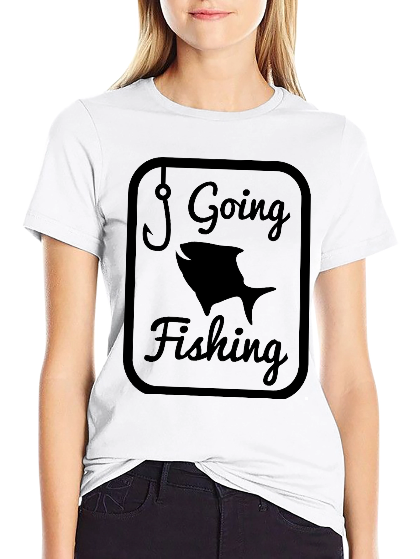 Going Fishing Graphic Tee - Black Cotton Comfort