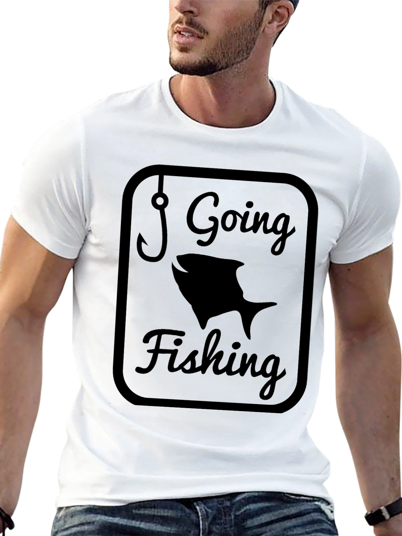 Going Fishing Graphic Tee - Black Cotton Comfort