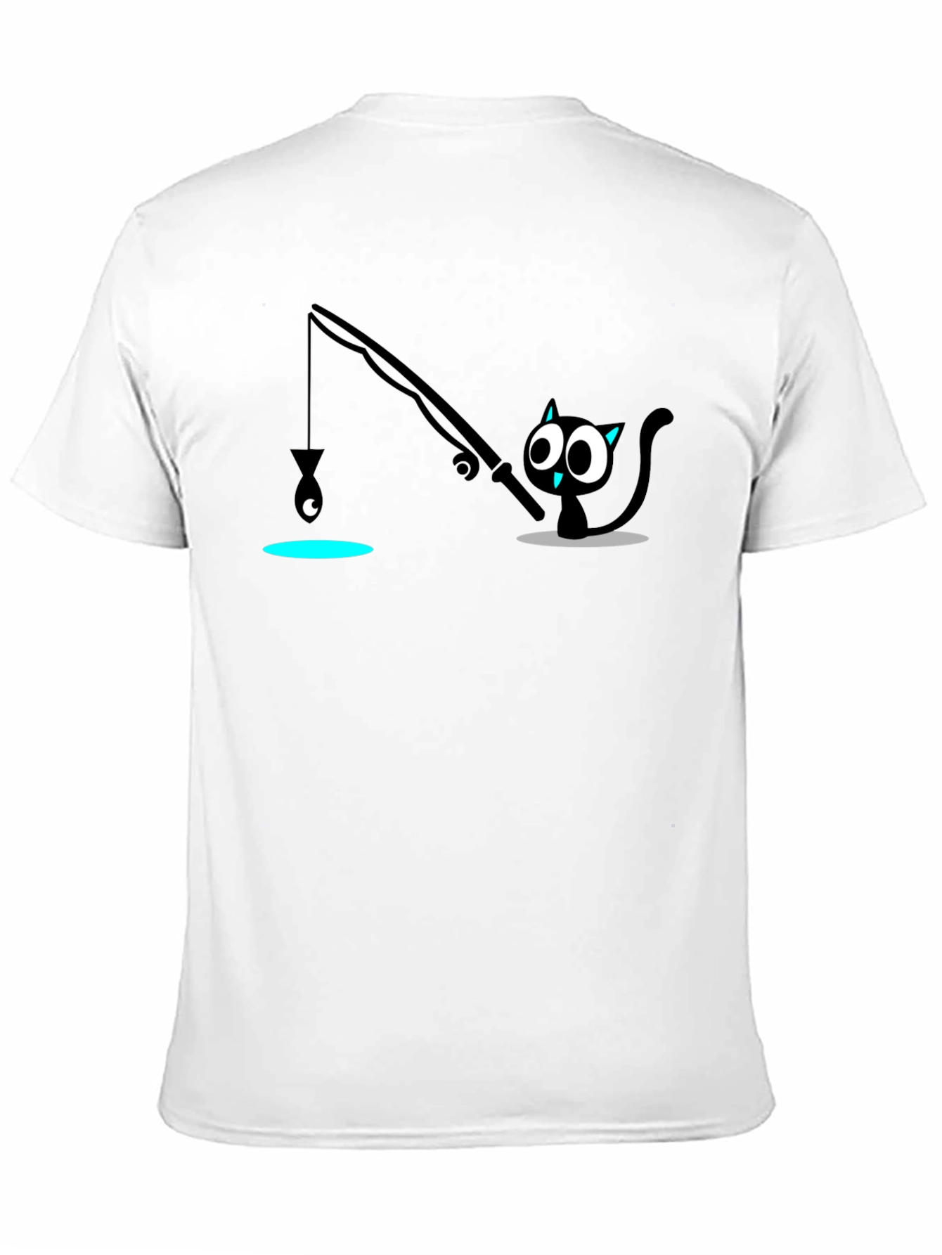 Cat Fishing T-Shirt - Funny Cartoon Tee