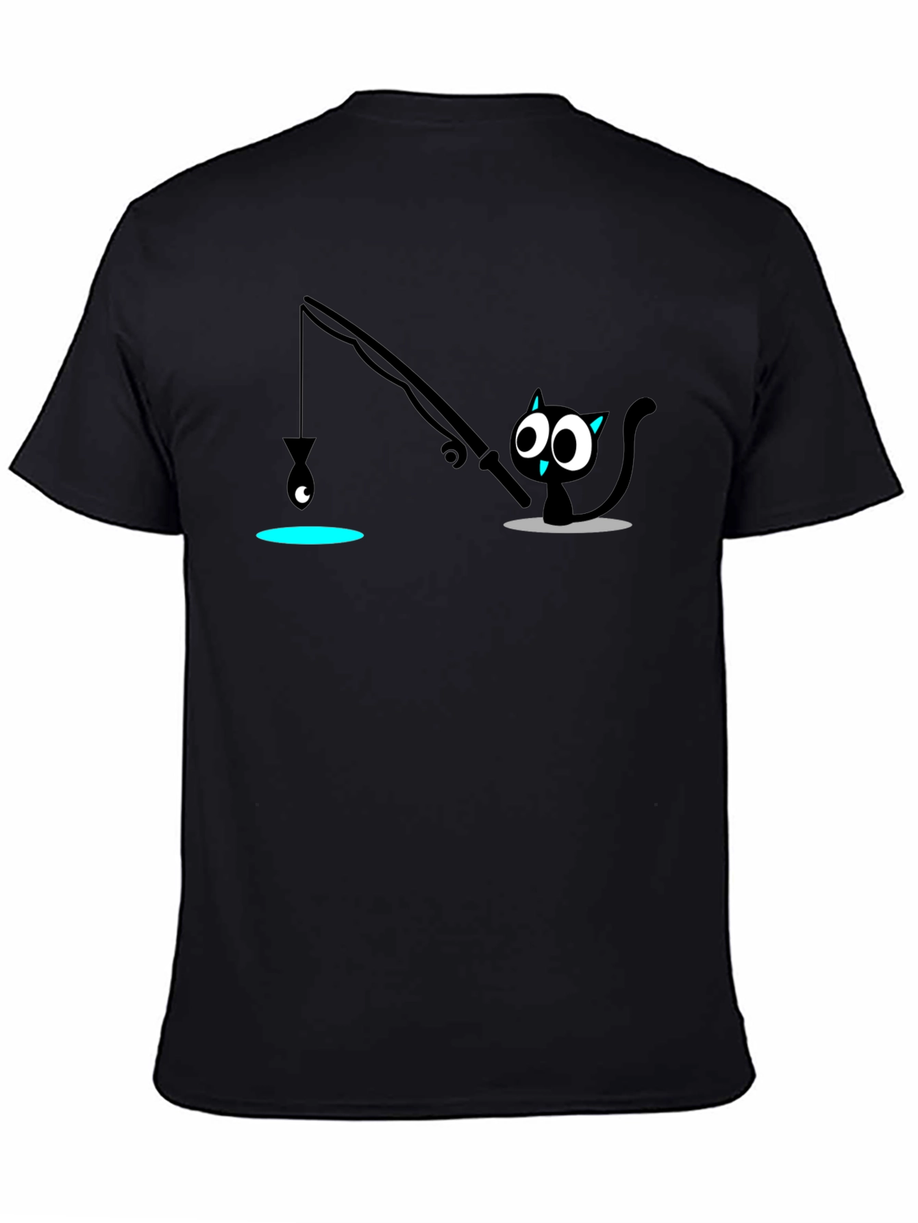 Cat Fishing T-Shirt - Funny Cartoon Tee