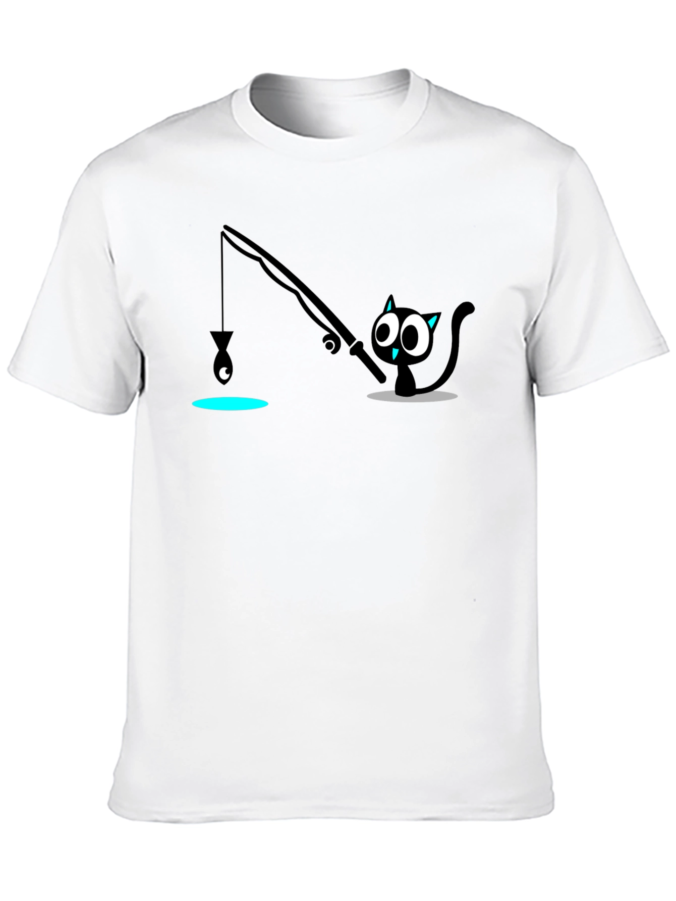 Cat Fishing T-Shirt - Funny Cartoon Tee