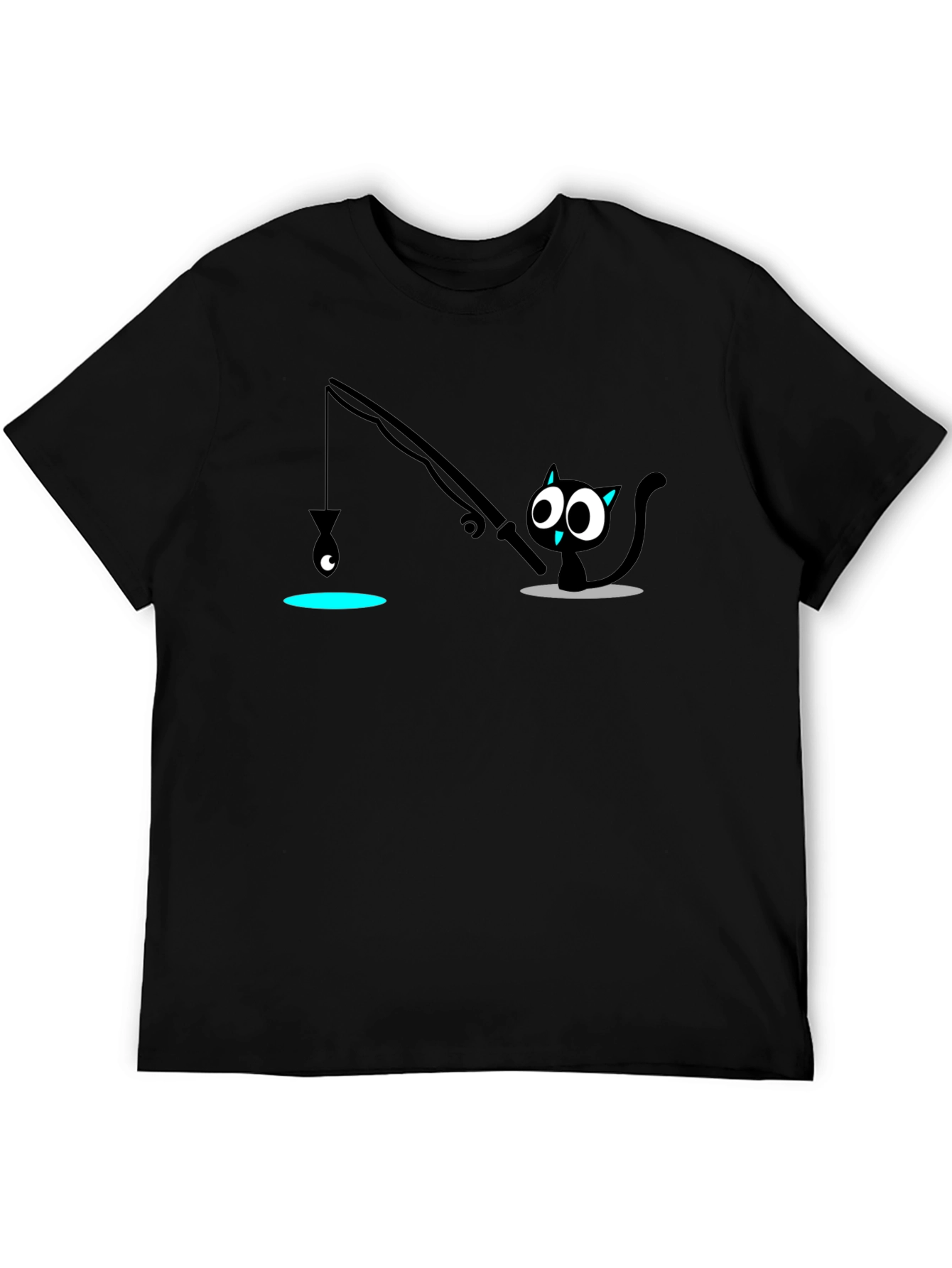 Cat Fishing T-Shirt - Funny Cartoon Tee