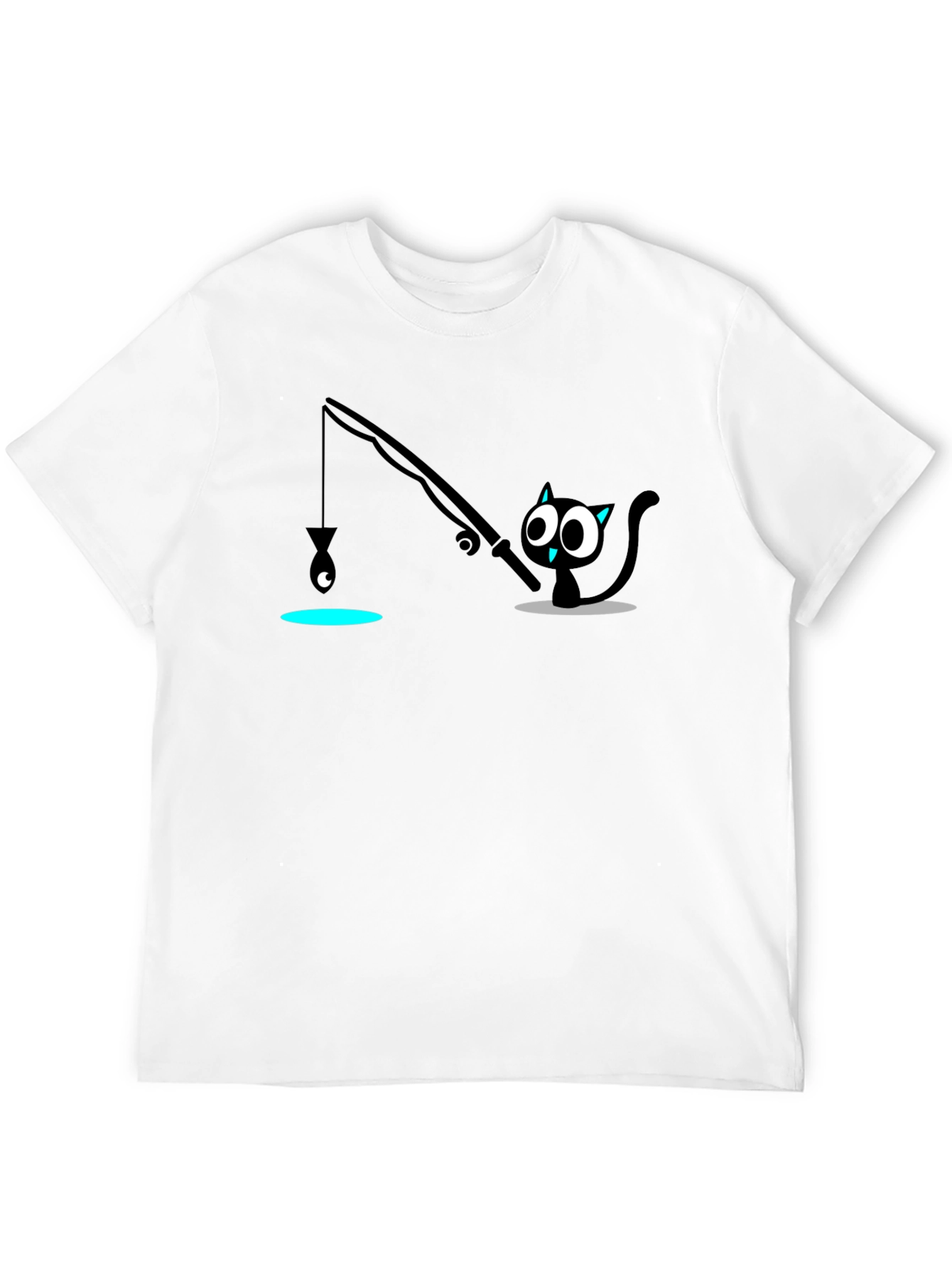 Cat Fishing T-Shirt - Funny Cartoon Tee