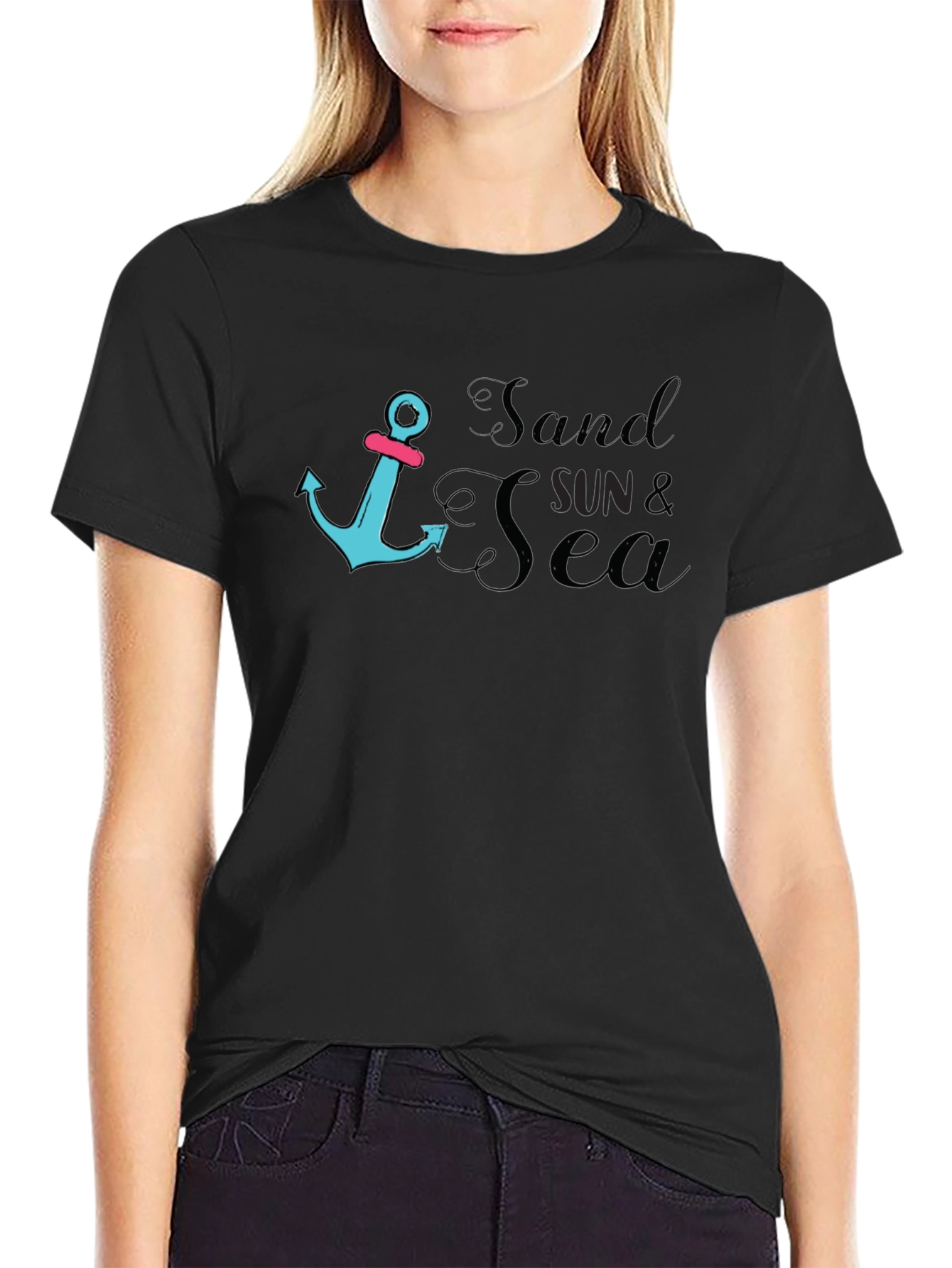 Sand Sun & Sea Graphic Tee - Black