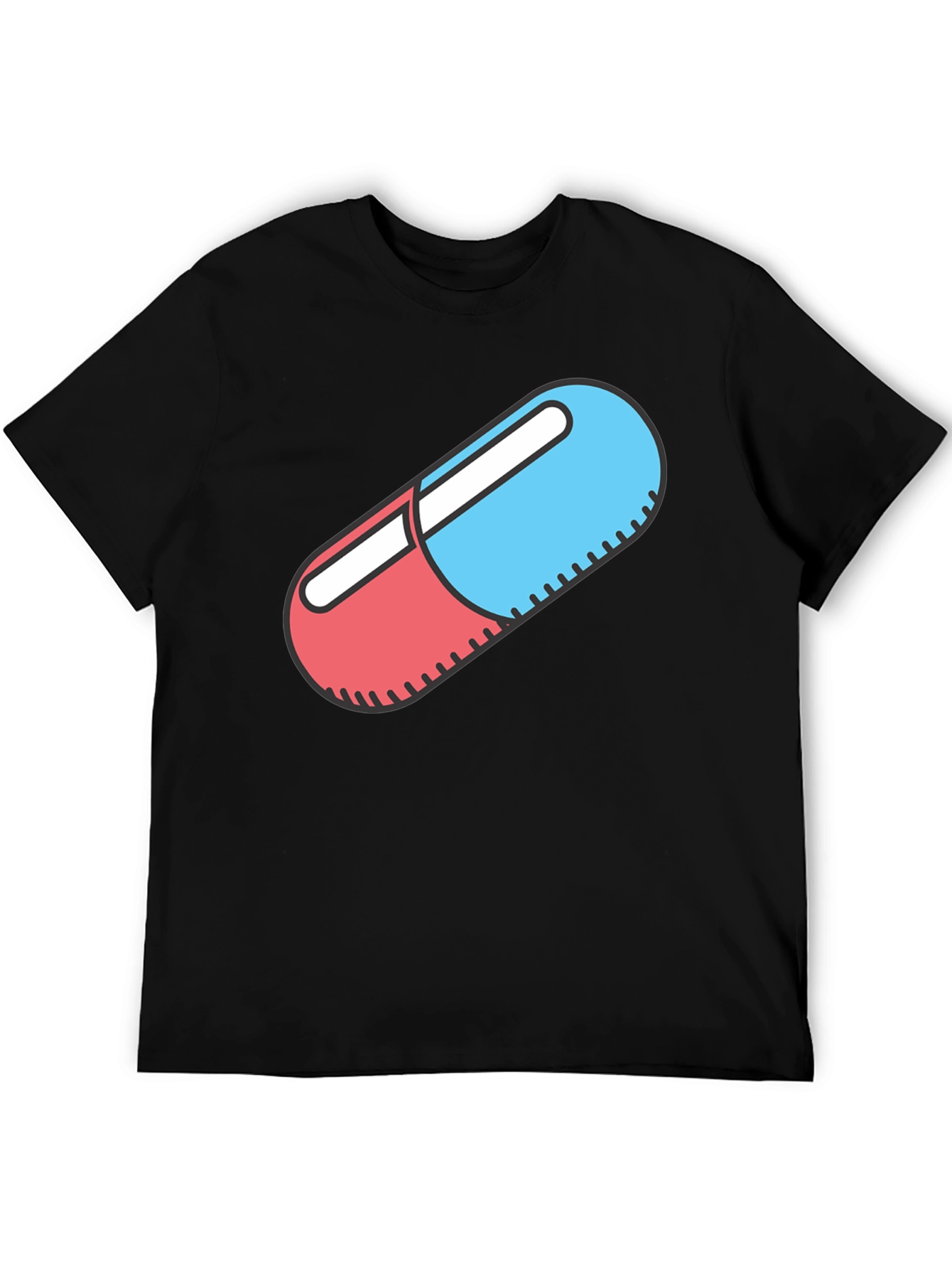Red and Blue Pill Graphic Black T-Shirt