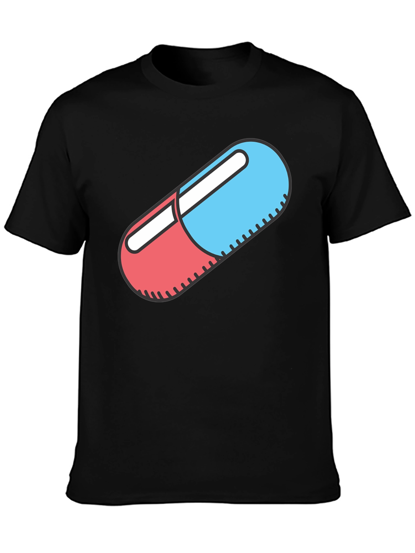 Red and Blue Pill Graphic Black T-Shirt