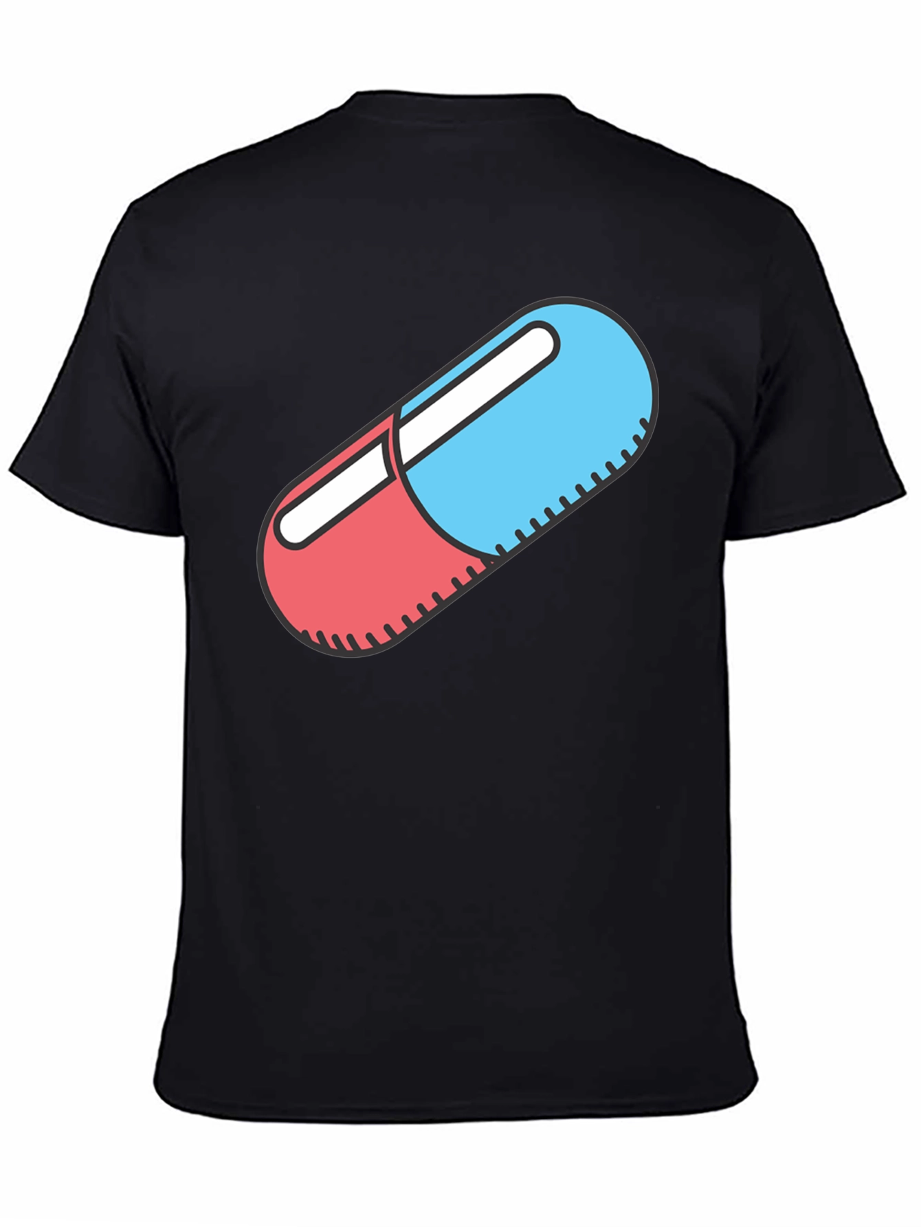 Red and Blue Pill Graphic Black T-Shirt