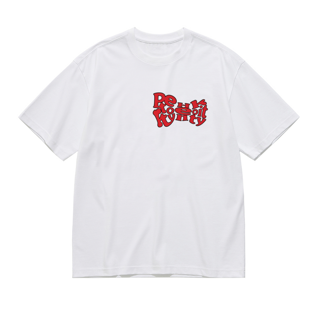 Retro Red Groovy Letter Print Plus Size Women Tee