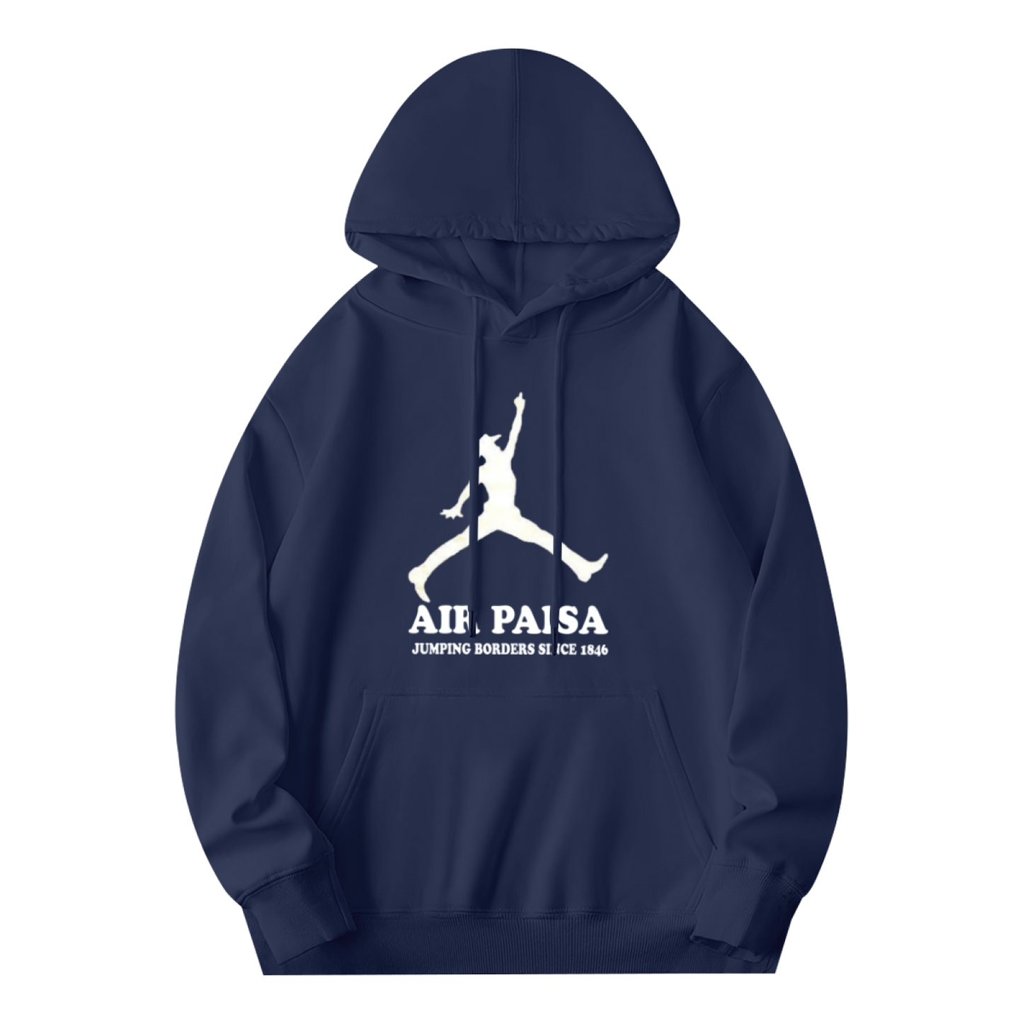 Air Paisa Funny Border Jump Man Navy Hoodie, Soft Men Streetwear Sweatshirt