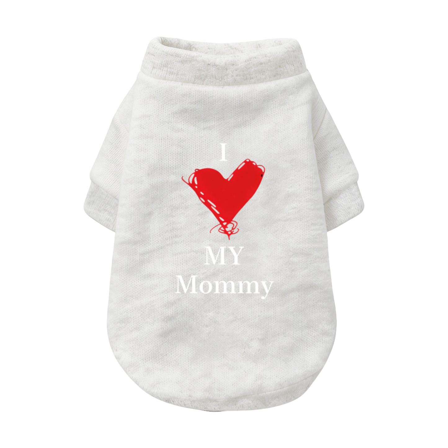 I Love My Mommy Red Heart Black Pet Sweater, Heartwarming Puppy Outfit