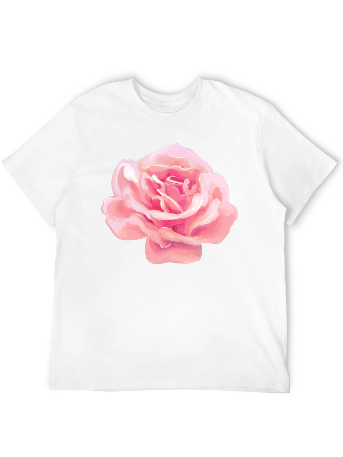Pink Rose Graphic Black T-Shirt