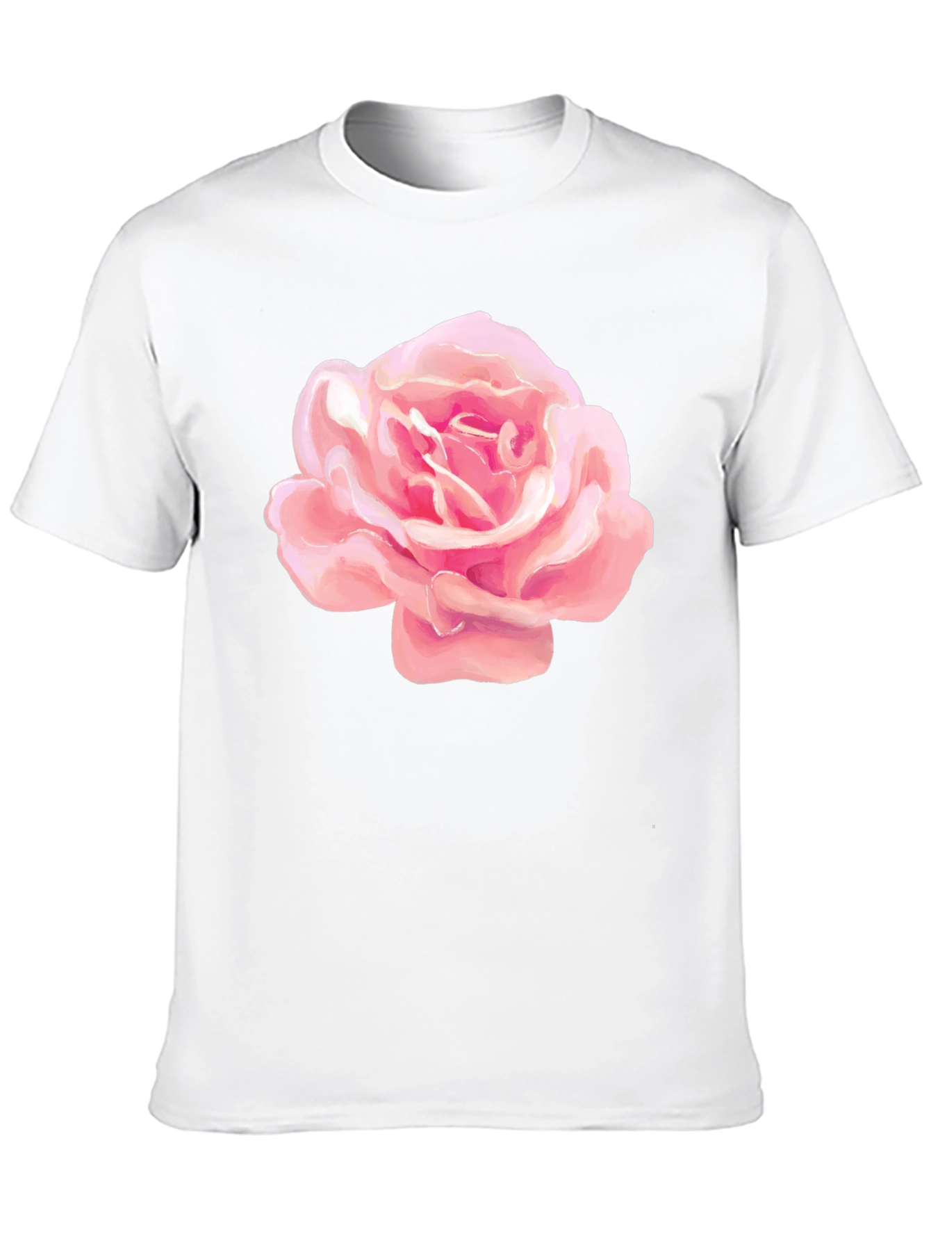 Pink Rose Graphic Black T-Shirt