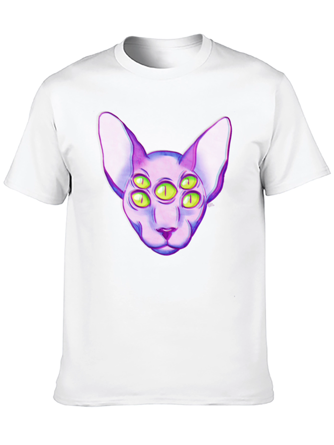 Six-Eyed Cat Graphic T-Shirt - Unique Style