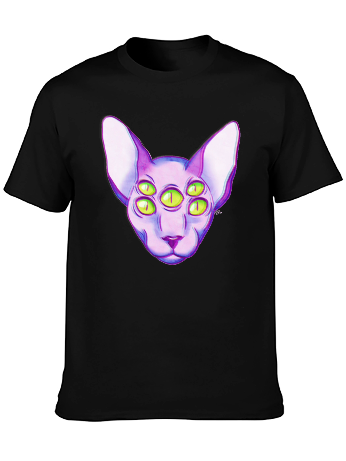 Six-Eyed Cat Graphic T-Shirt - Unique Style