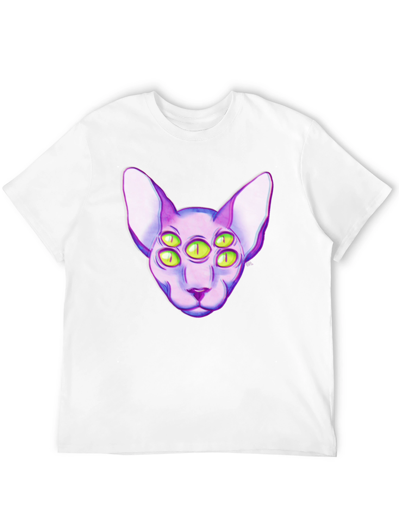 Six-Eyed Cat Graphic T-Shirt - Unique Style