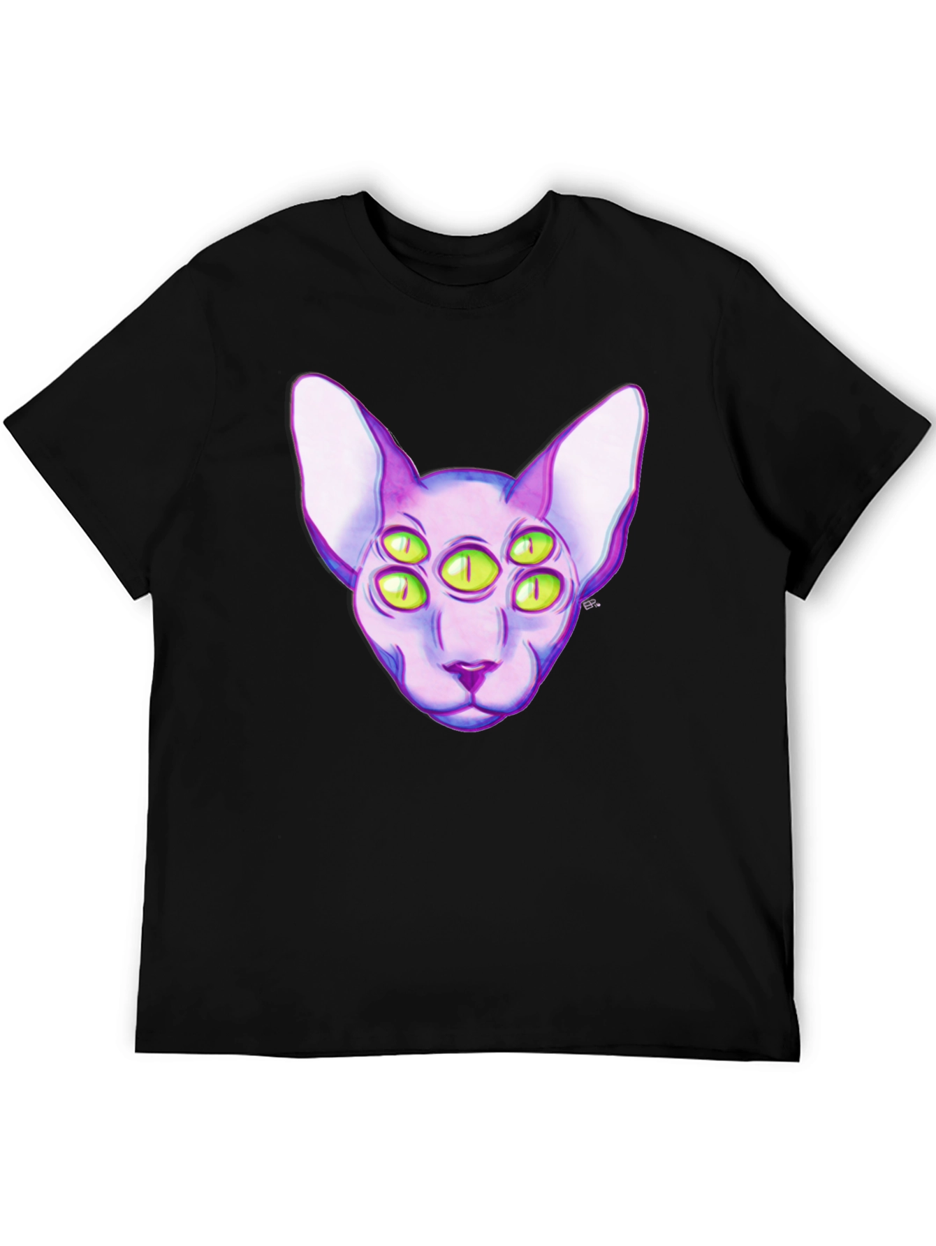 Six-Eyed Cat Graphic T-Shirt - Unique Style