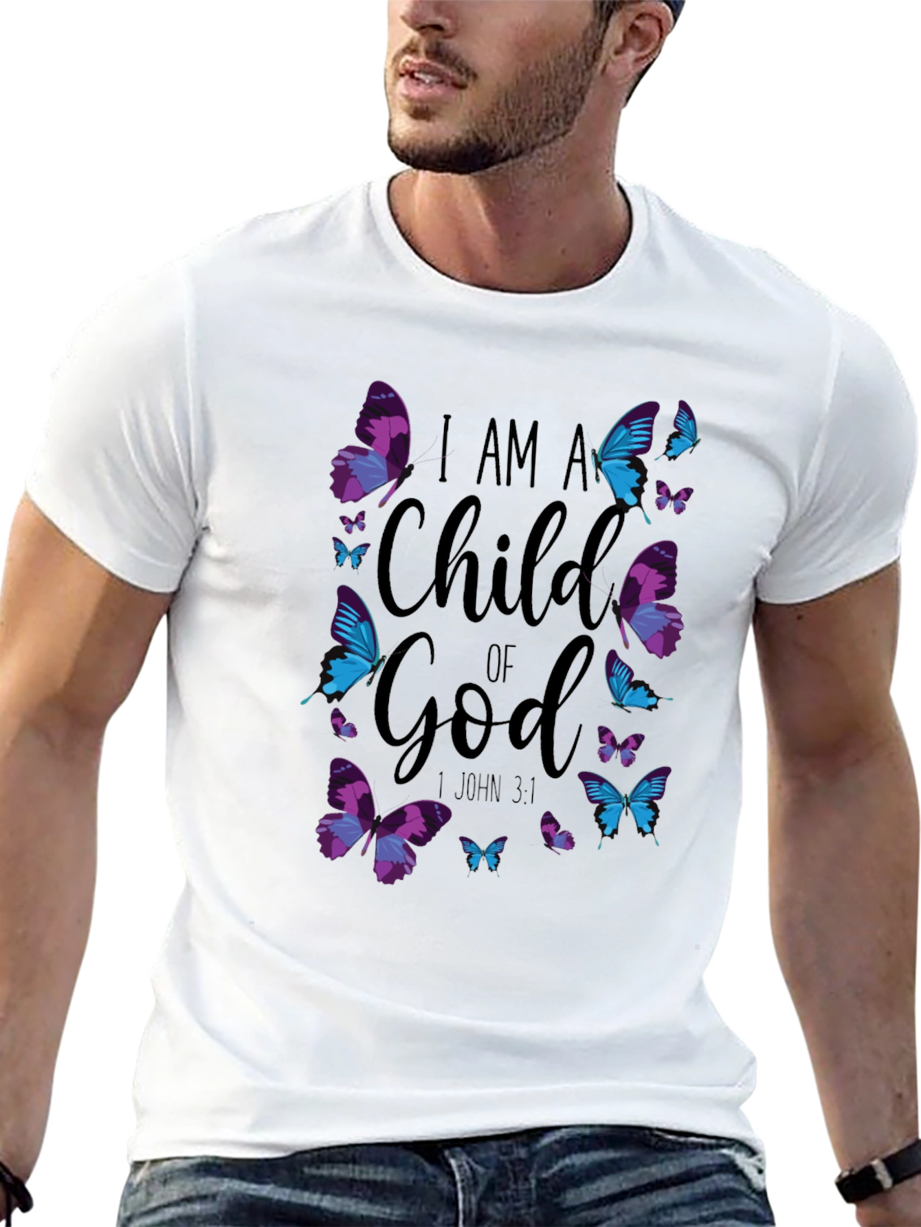 I Am A Child Of God Butterfly Graphic T-Shirt
