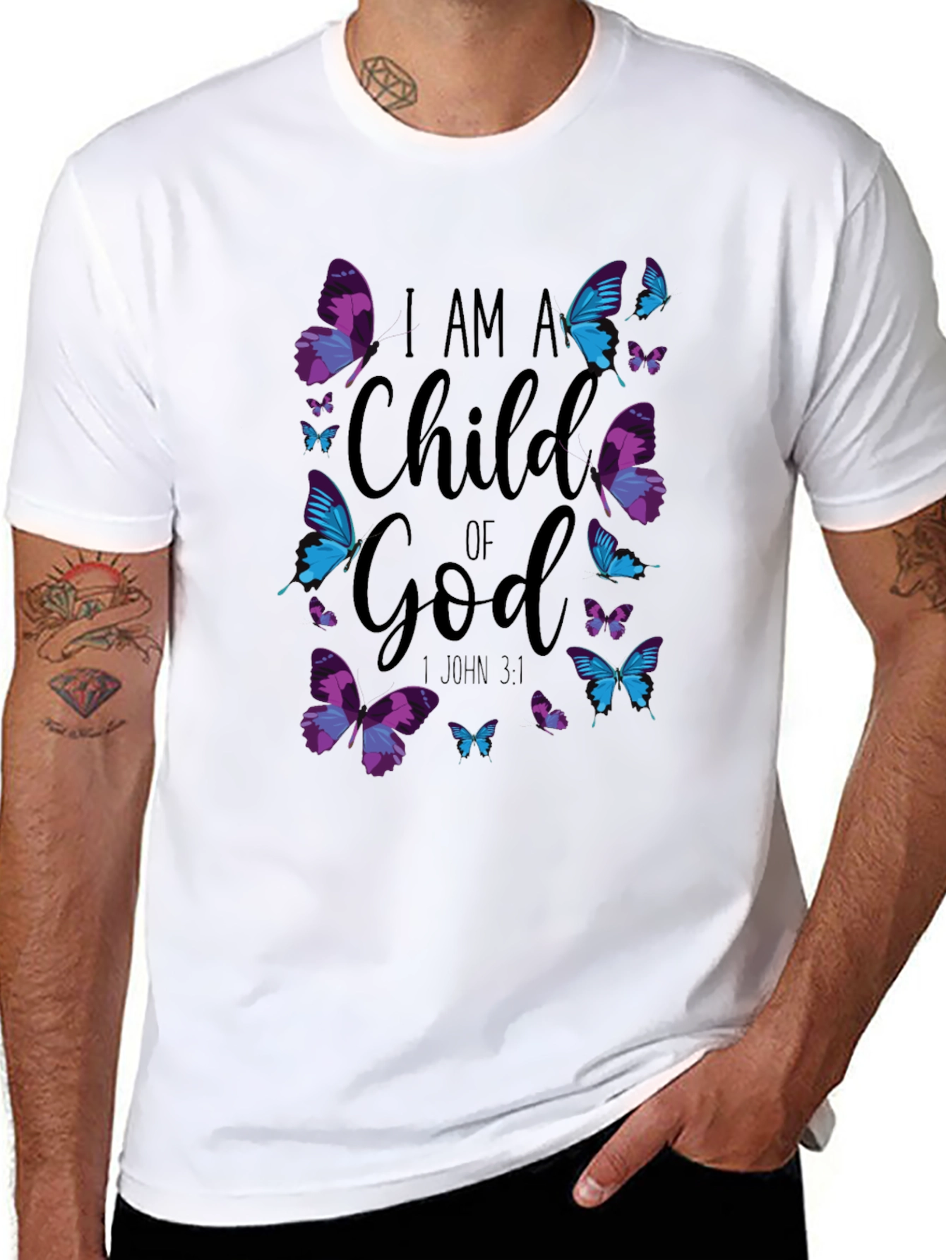 I Am A Child Of God Butterfly Graphic T-Shirt