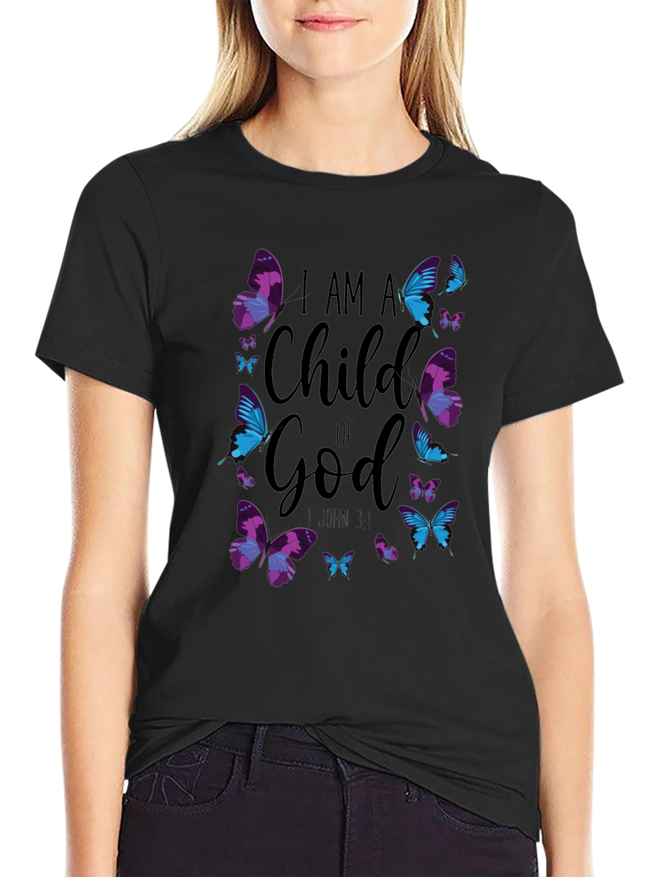 I Am A Child Of God Butterfly Graphic T-Shirt
