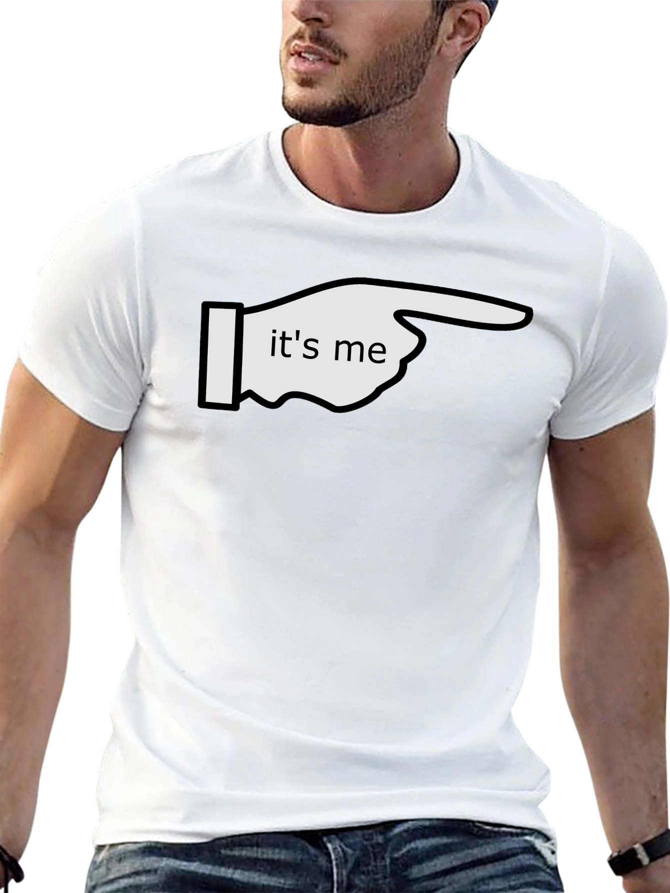 Its Me Pointing Graphic Tee - Black Cotton T-Shirt