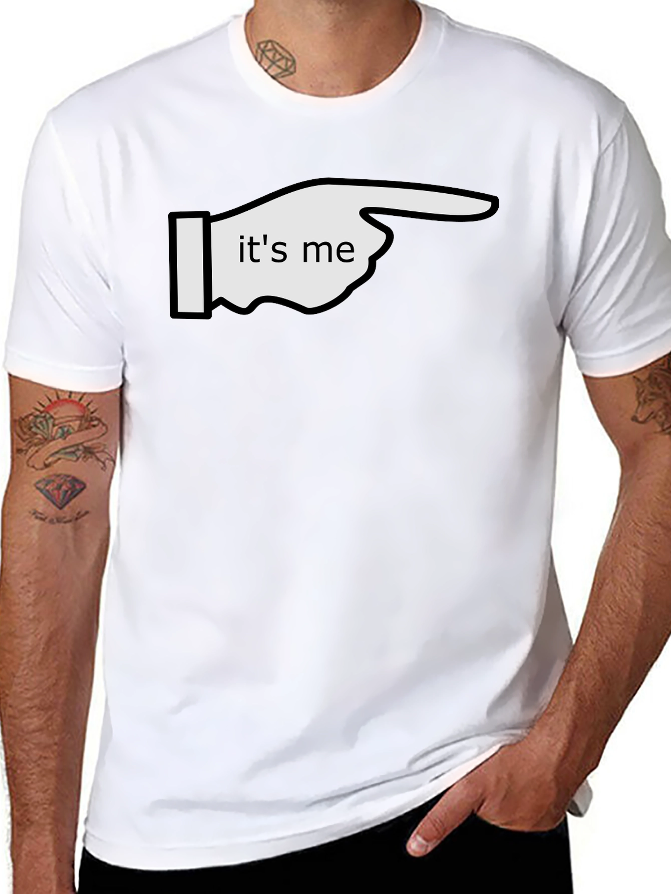 Its Me Pointing Graphic Tee - Black Cotton T-Shirt