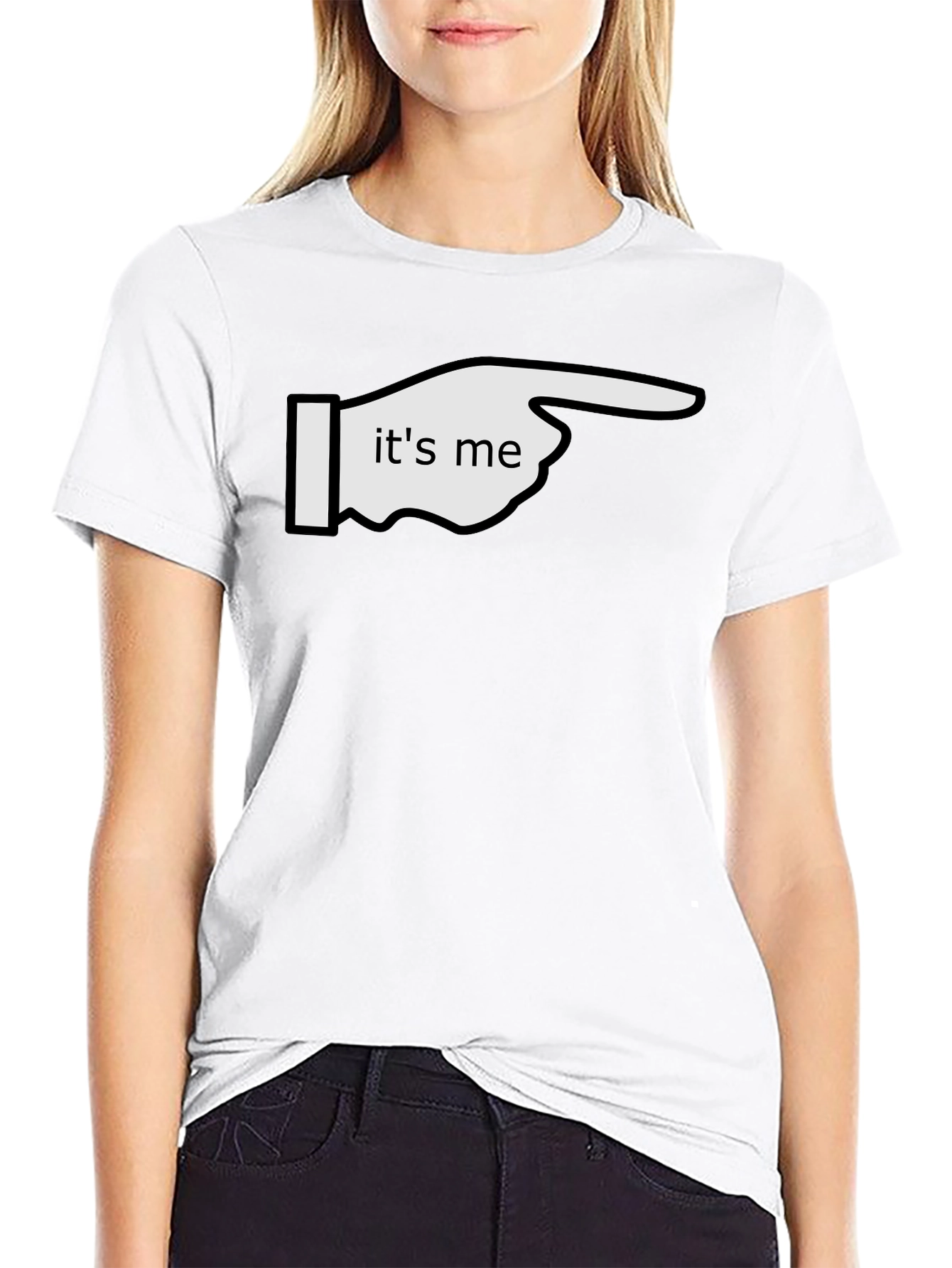 Its Me Pointing Graphic Tee - Black Cotton T-Shirt