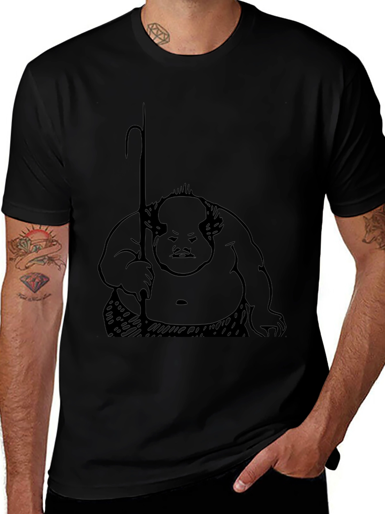 Unique Graphic Tee - Black Cotton Blend