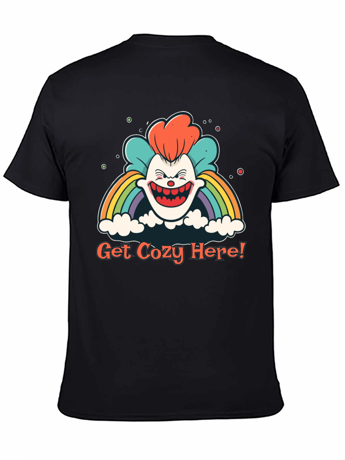 Get Cozy Here! Clown Rainbow Graphic T-Shirt