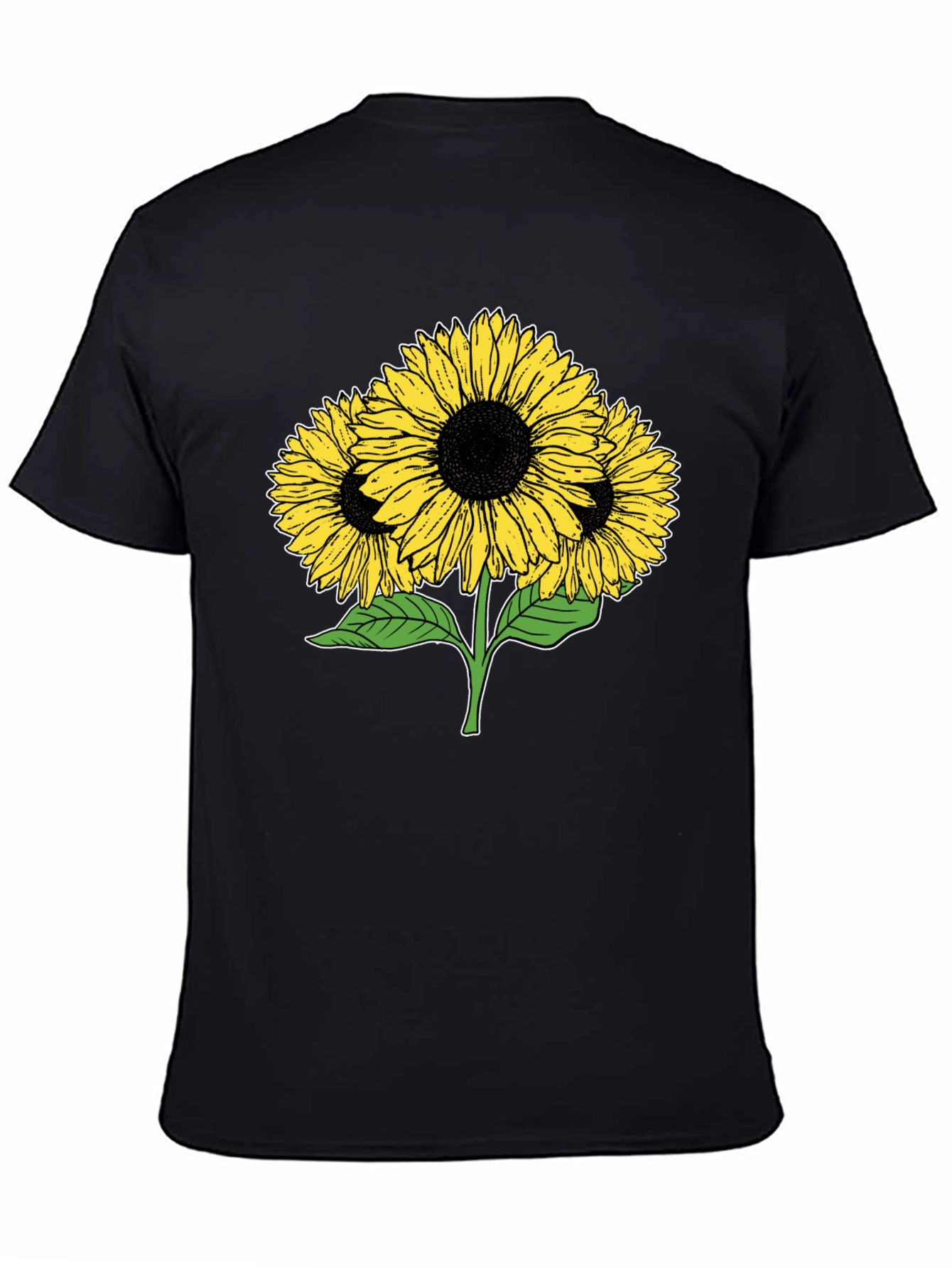 Sunflower Graphic T-Shirt - Casual Black Tee