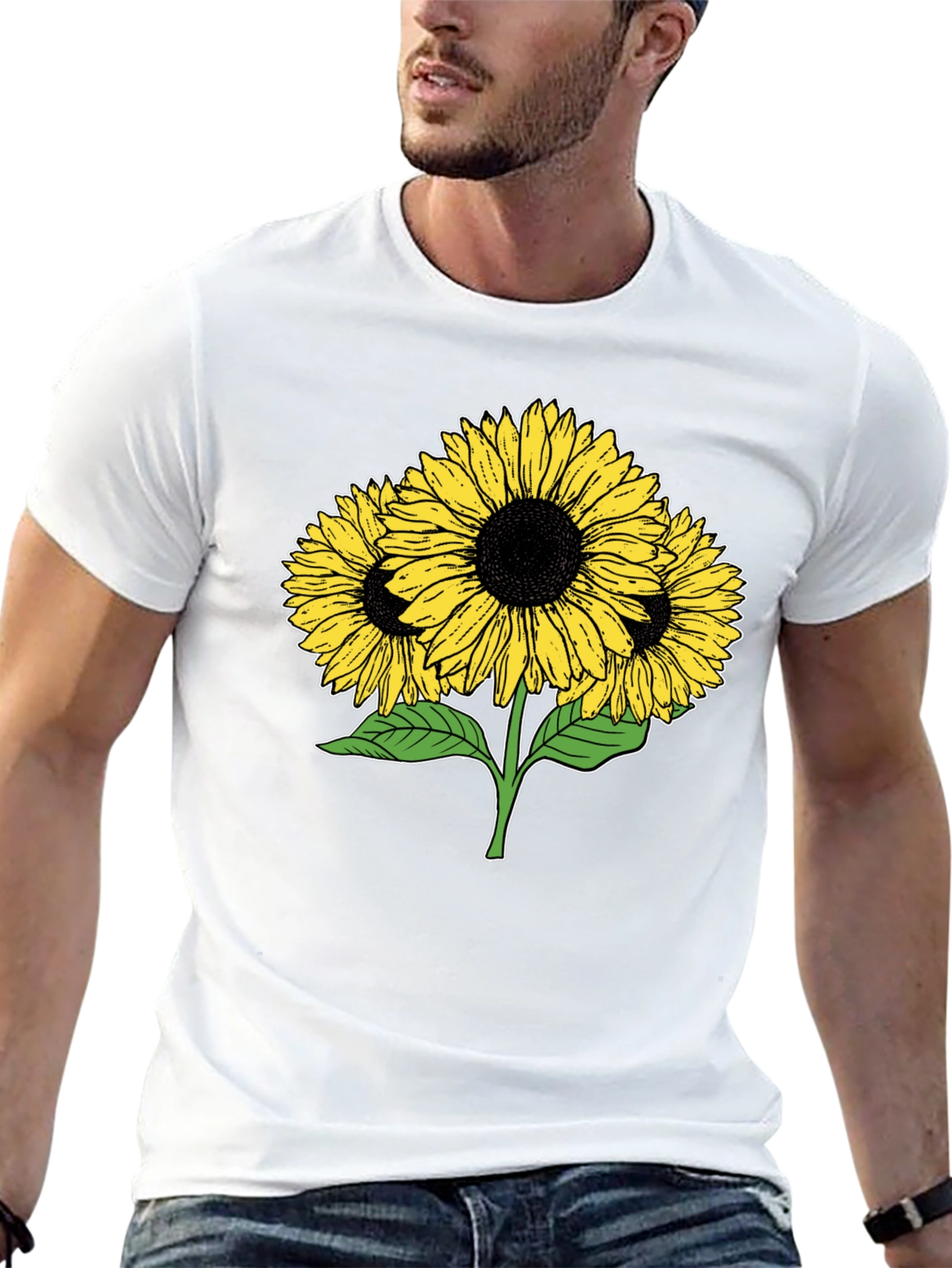 Sunflower Graphic T-Shirt - Casual Black Tee