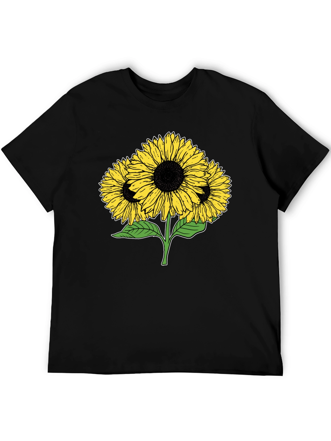 Sunflower Graphic T-Shirt - Casual Black Tee