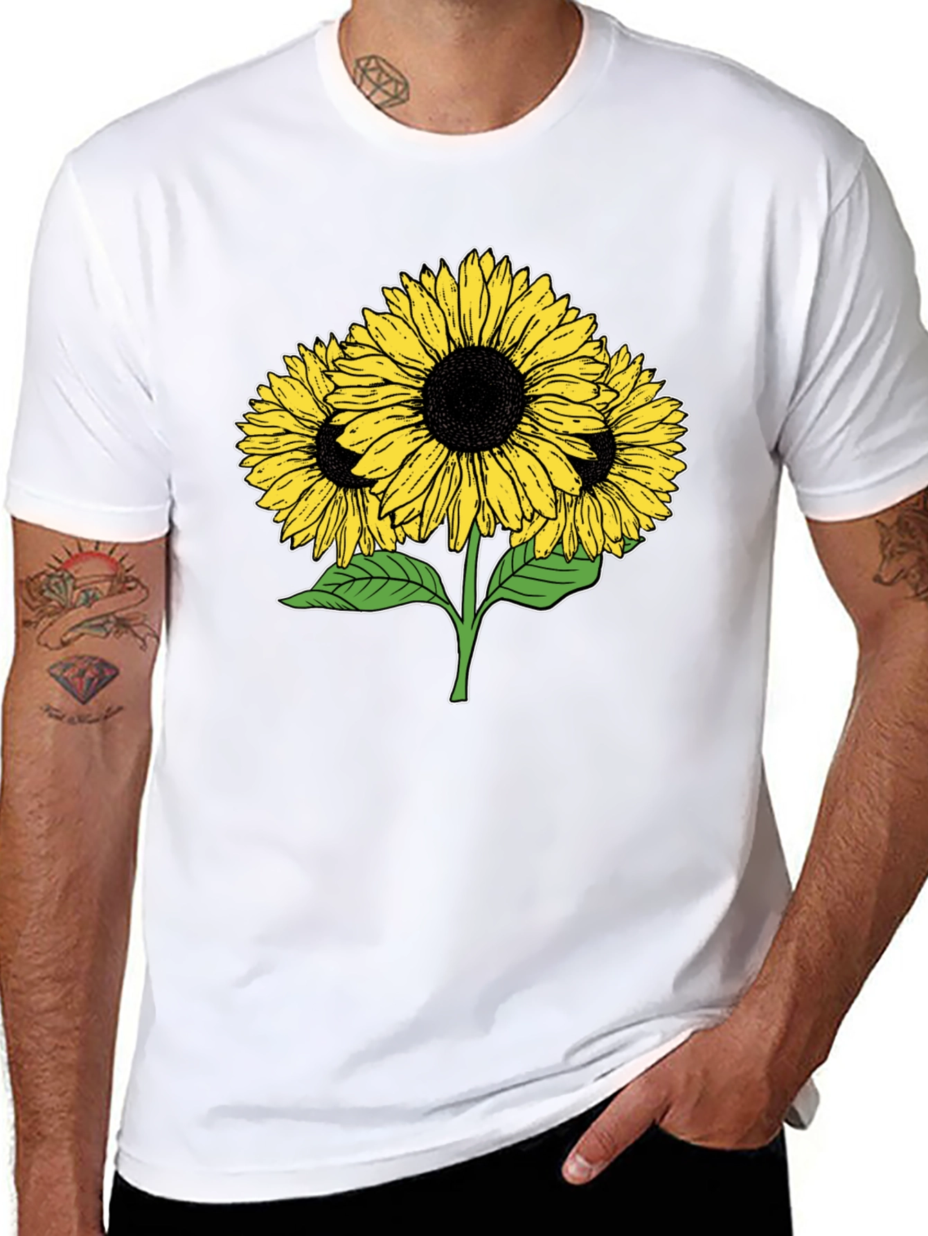 Sunflower Graphic T-Shirt - Casual Black Tee