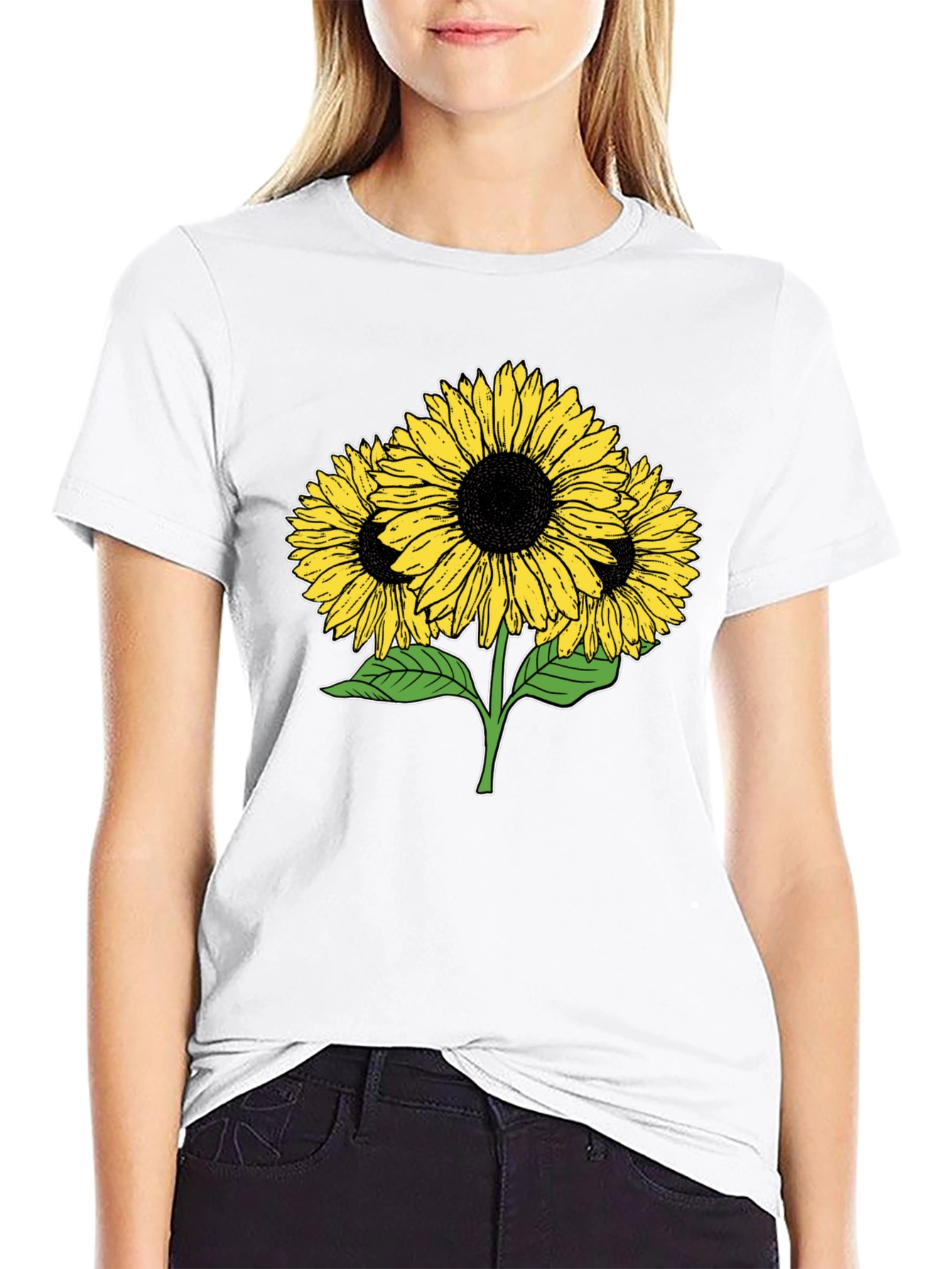 Sunflower Graphic T-Shirt - Casual Black Tee