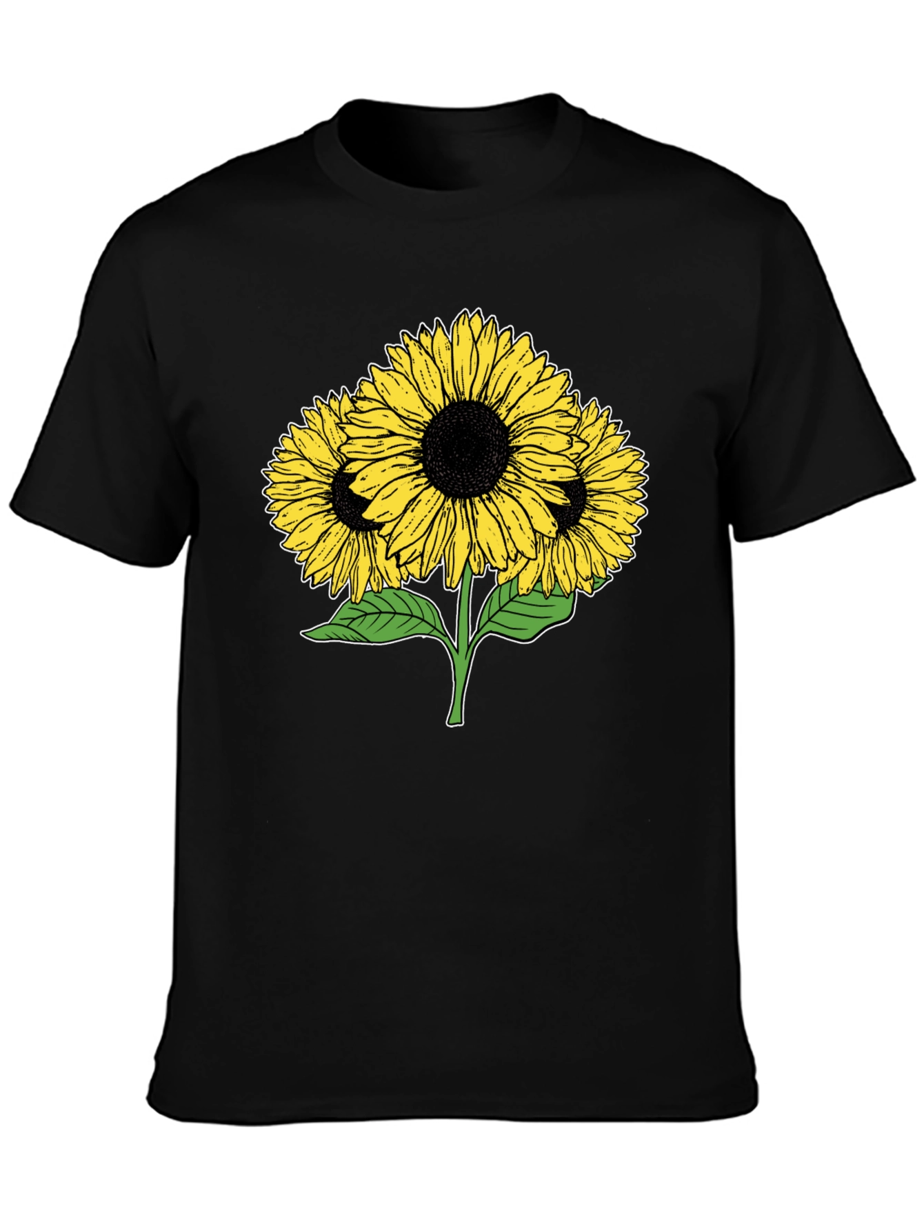 Sunflower Graphic T-Shirt - Casual Black Tee