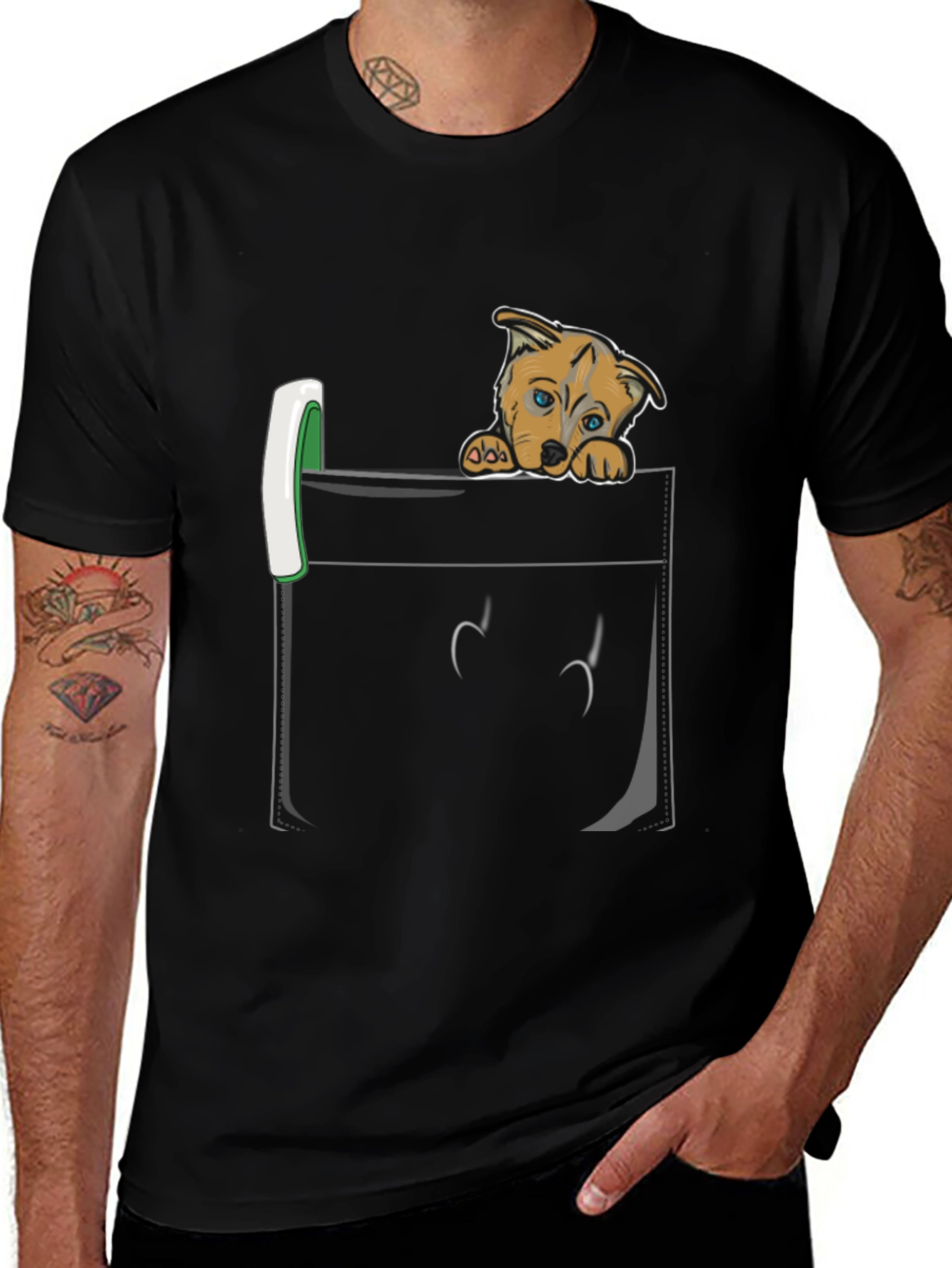 Puppy Peek Pocket Tee
