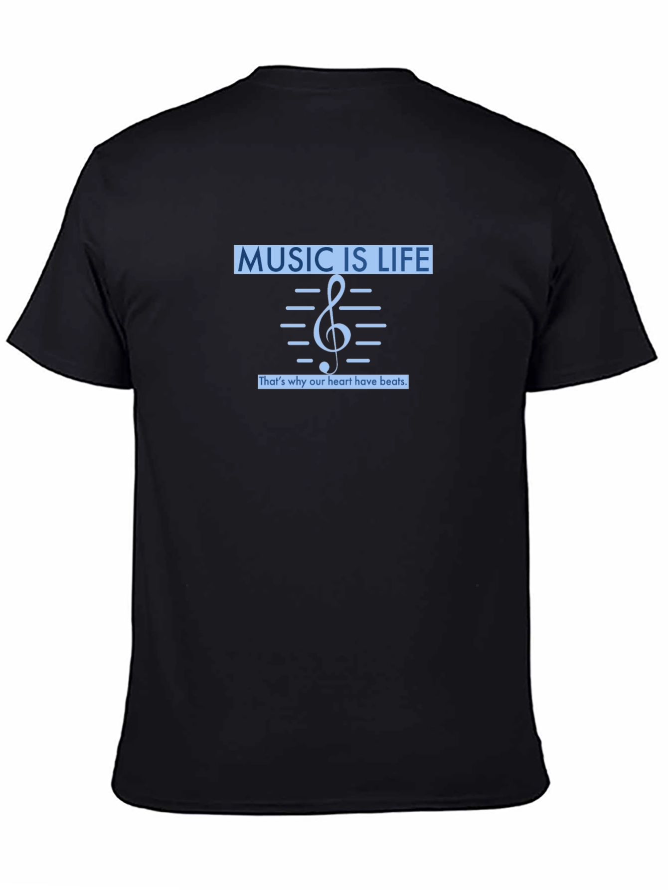 Music Is Life Mens Black Graphic T-Shirt