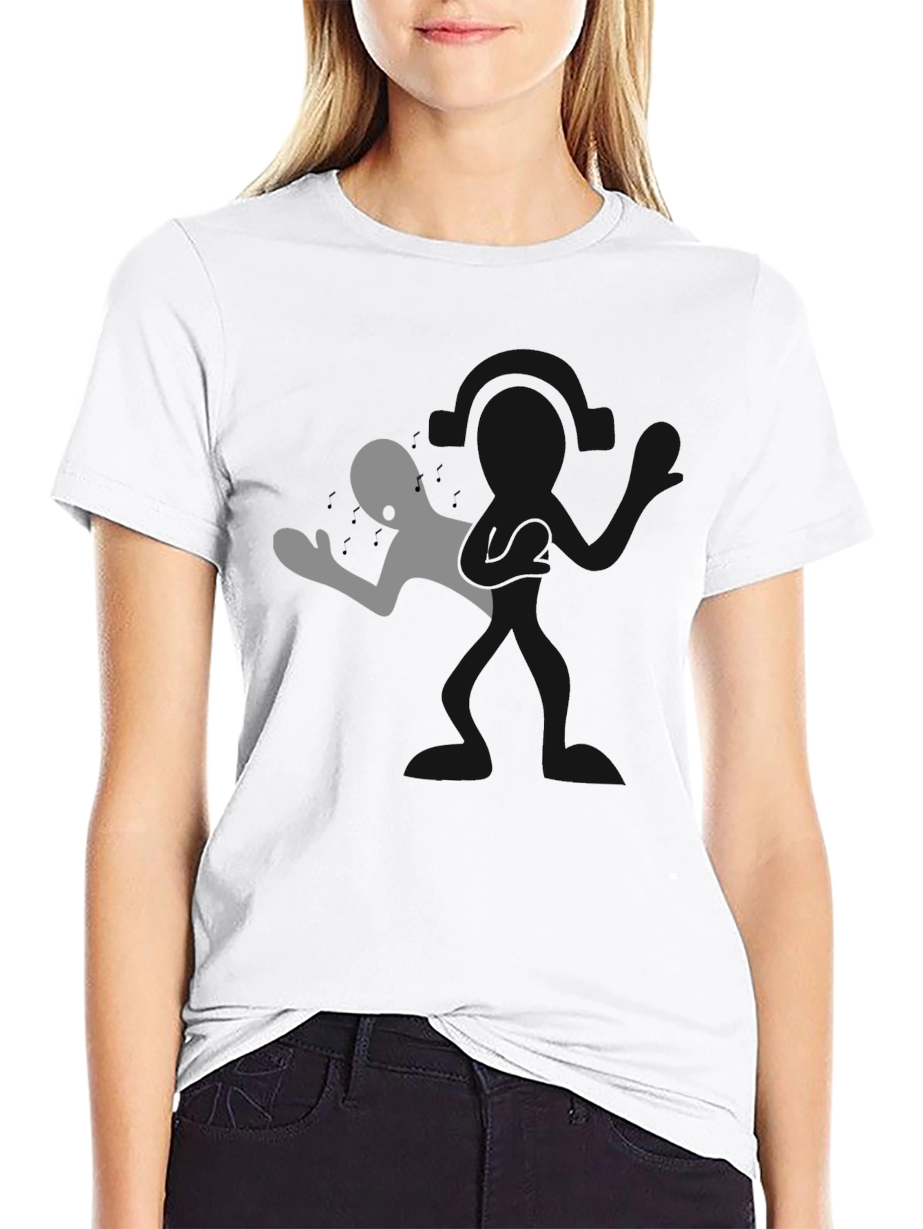 Silhouette Man Graphic Tee - Black Cotton Blend