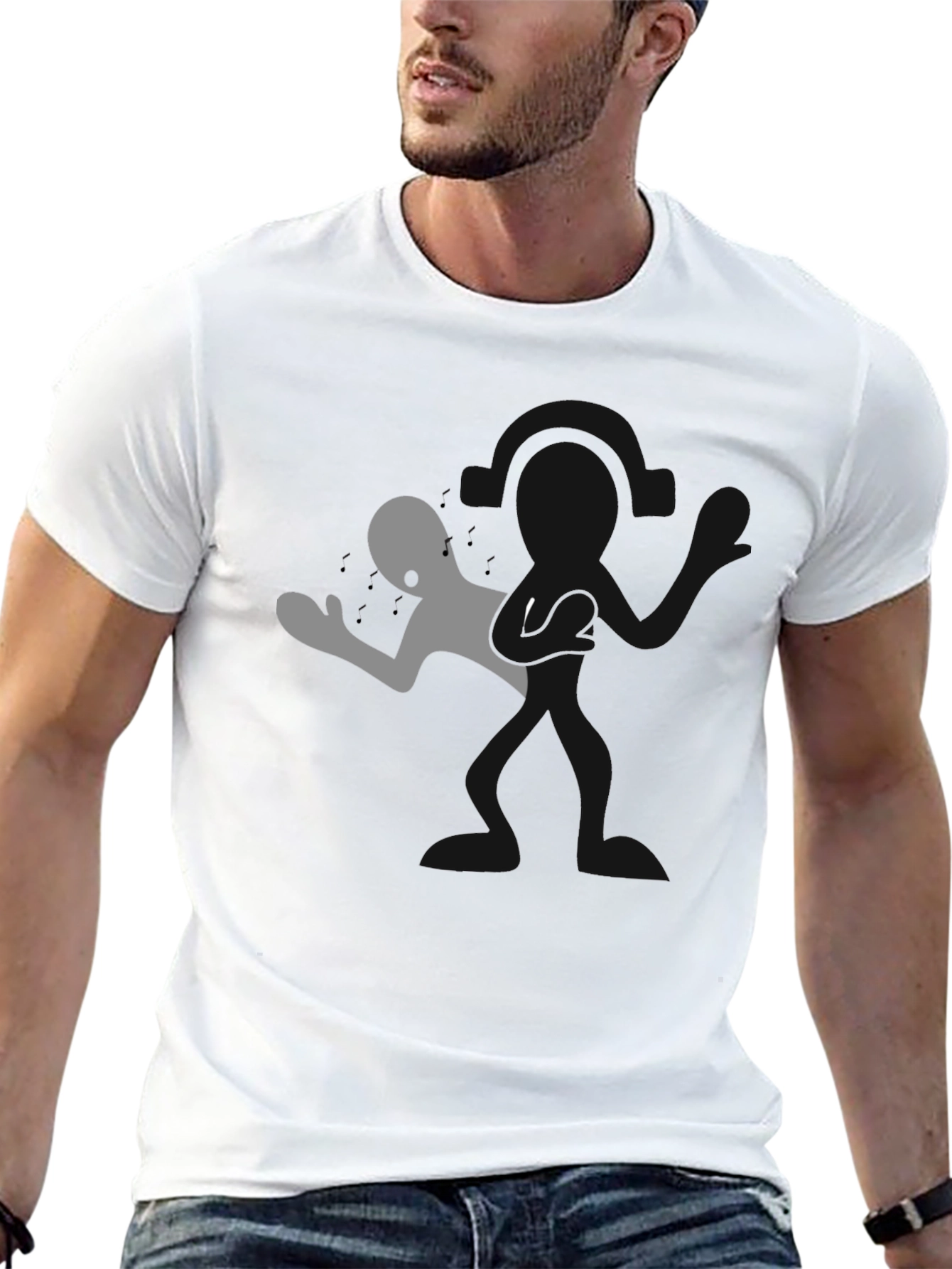Silhouette Man Graphic Tee - Black Cotton Blend