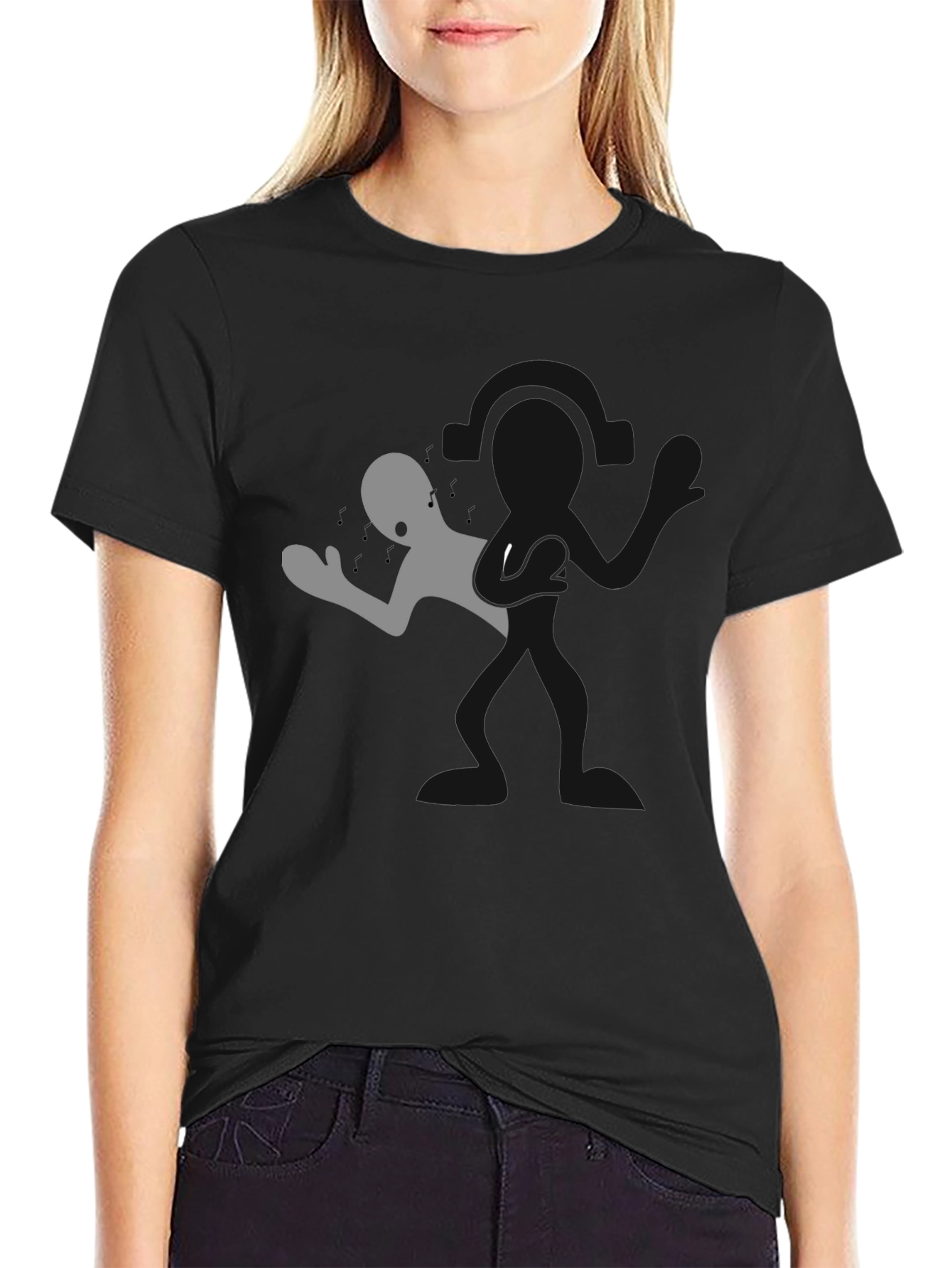 Silhouette Man Graphic Tee - Black Cotton Blend