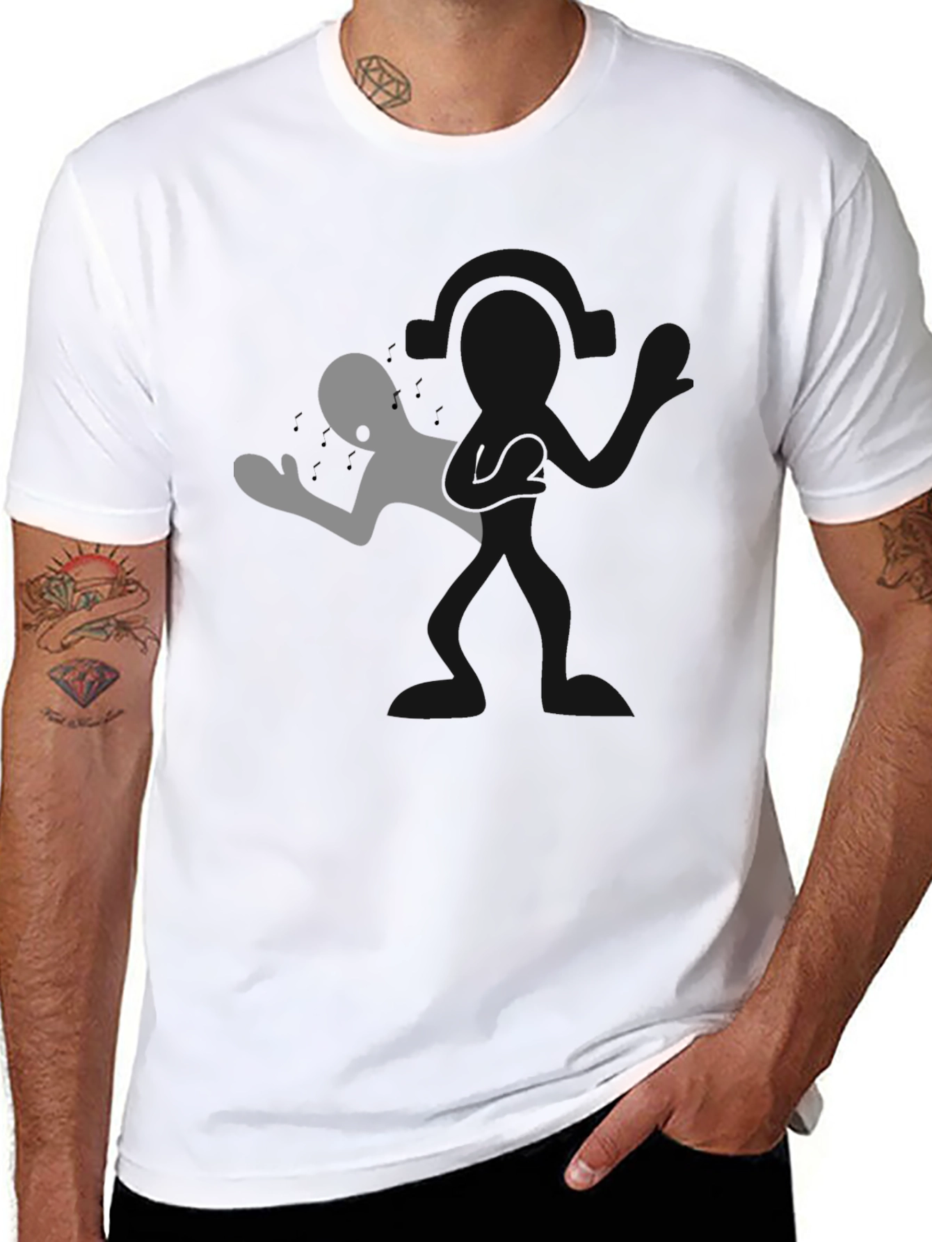 Silhouette Man Graphic Tee - Black Cotton Blend