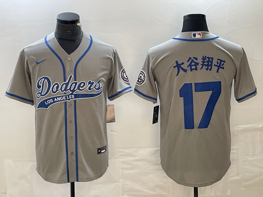Men's Los Angeles Dodgers Shohei Ohtani #17 Gray Game Player Jerseys Joint Edition