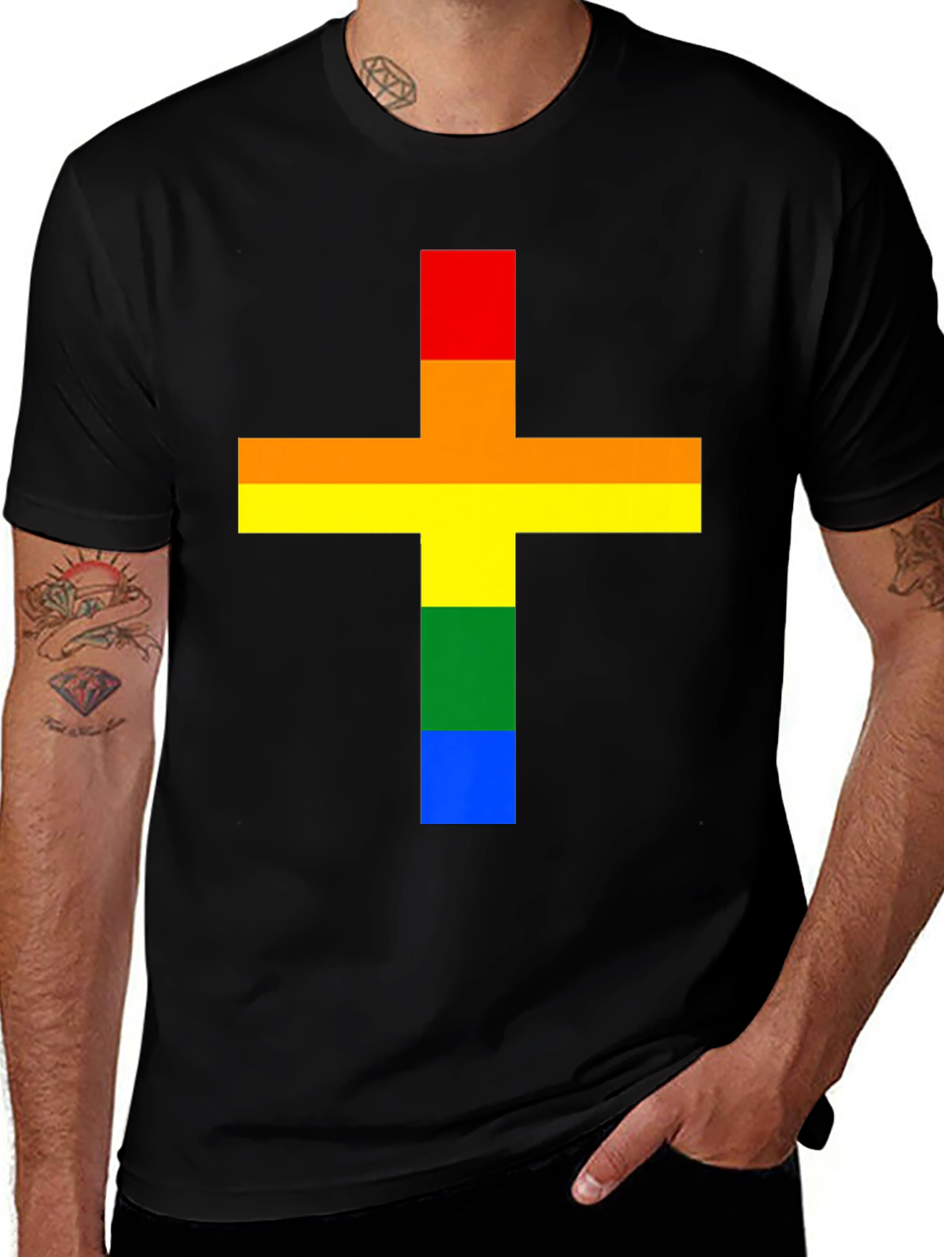 Rainbow Cross T-Shirt - Pride Celebration