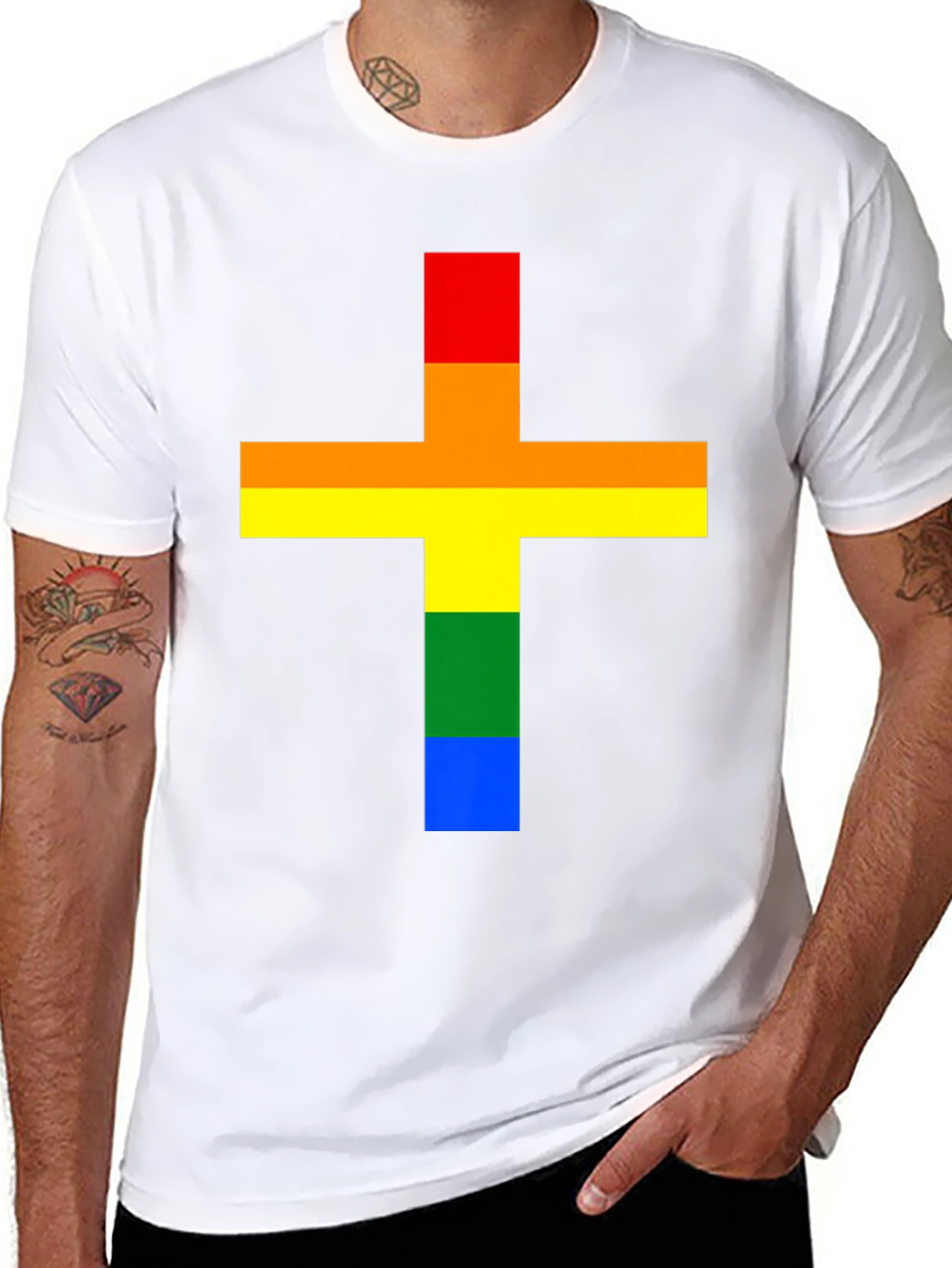 Rainbow Cross T-Shirt - Pride Celebration