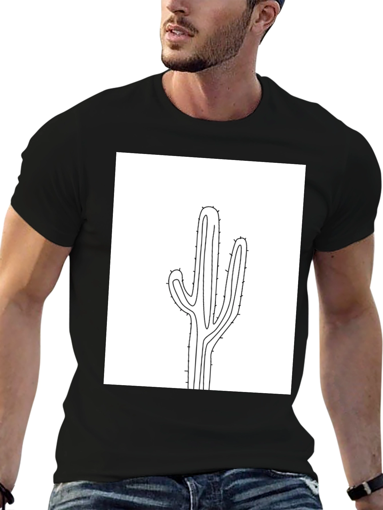 Cactus Graphic Tee - Modern Minimalist Design