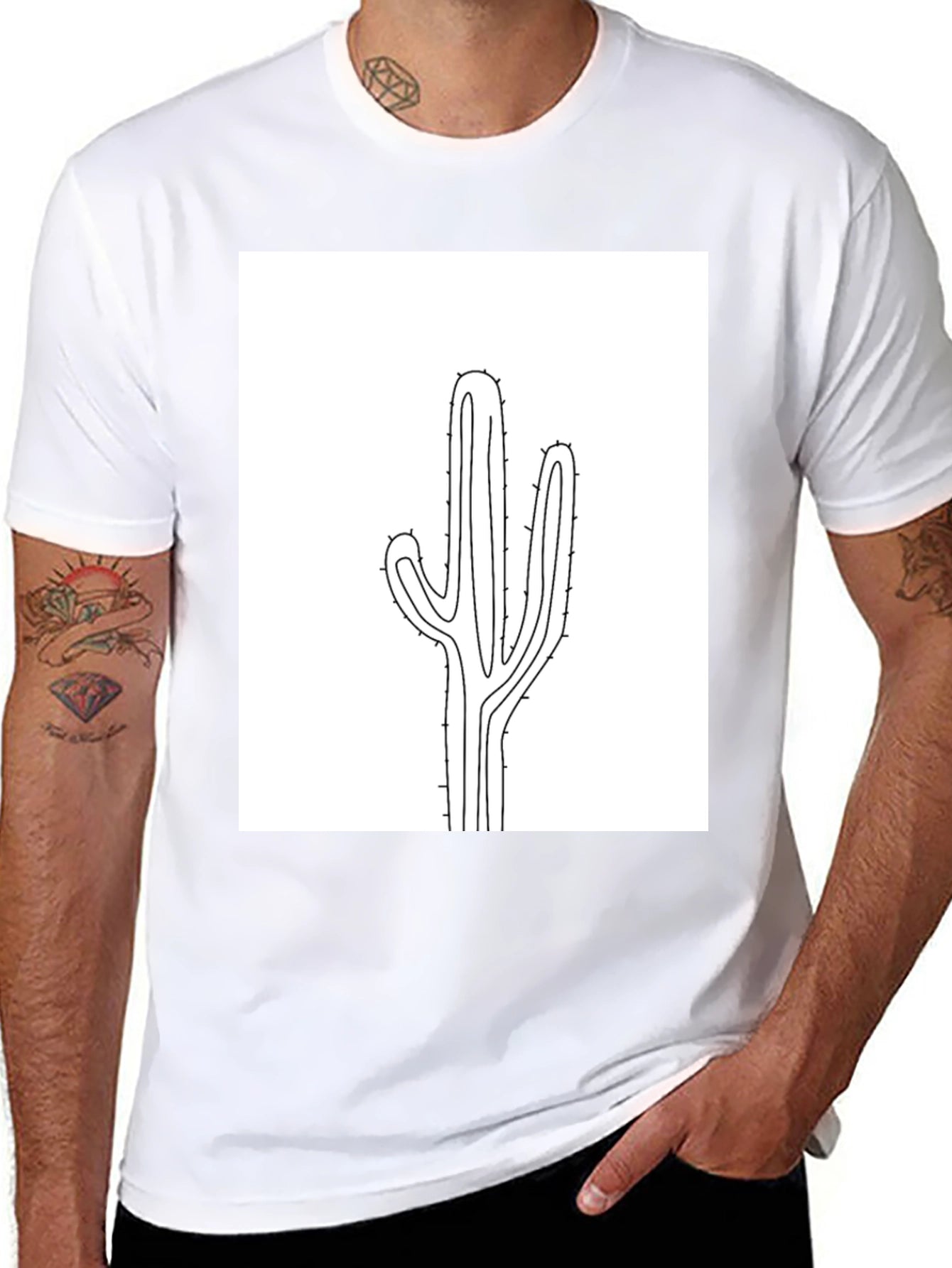 Cactus Graphic Tee - Modern Minimalist Design
