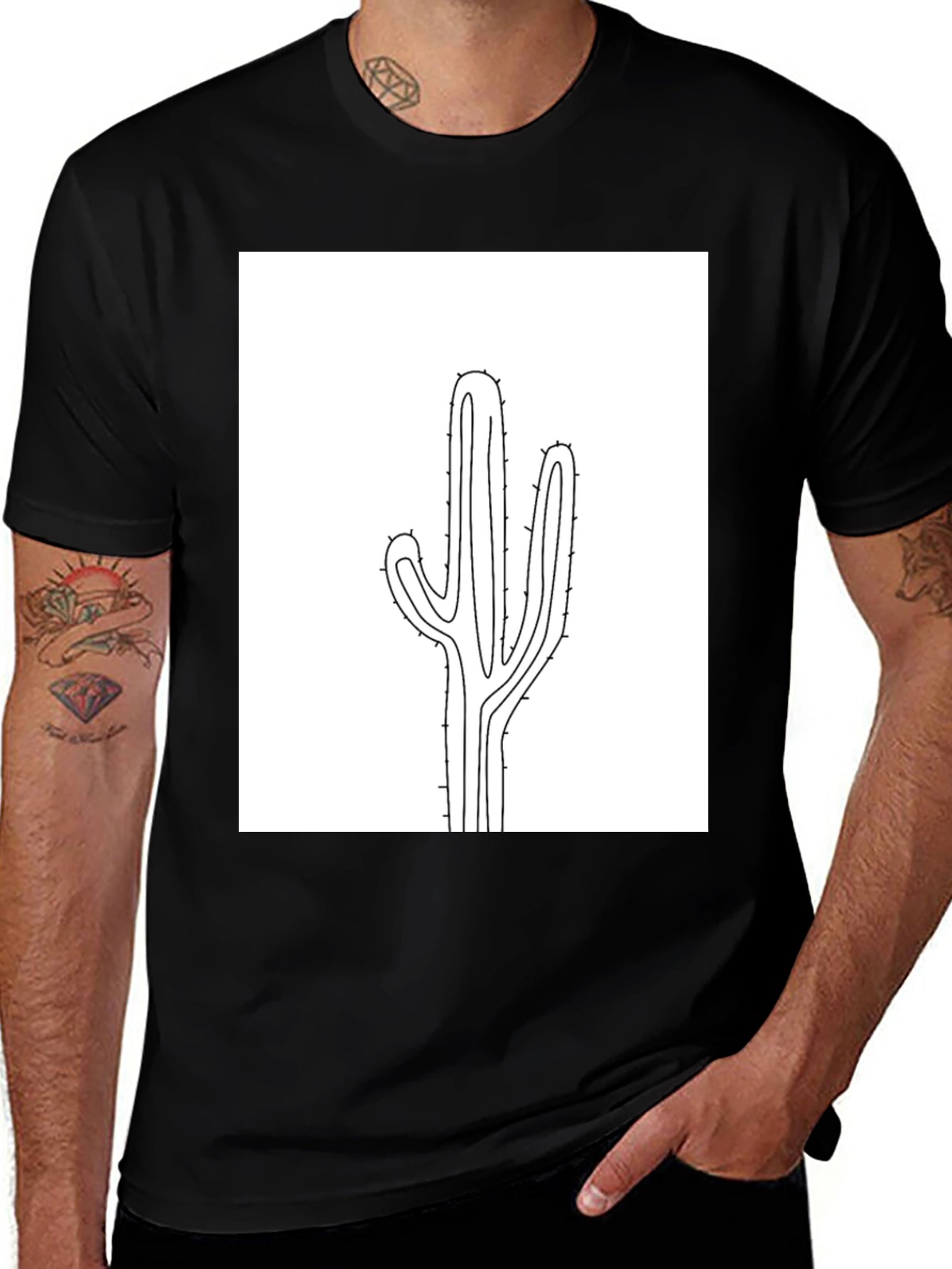 Cactus Graphic Tee - Modern Minimalist Design