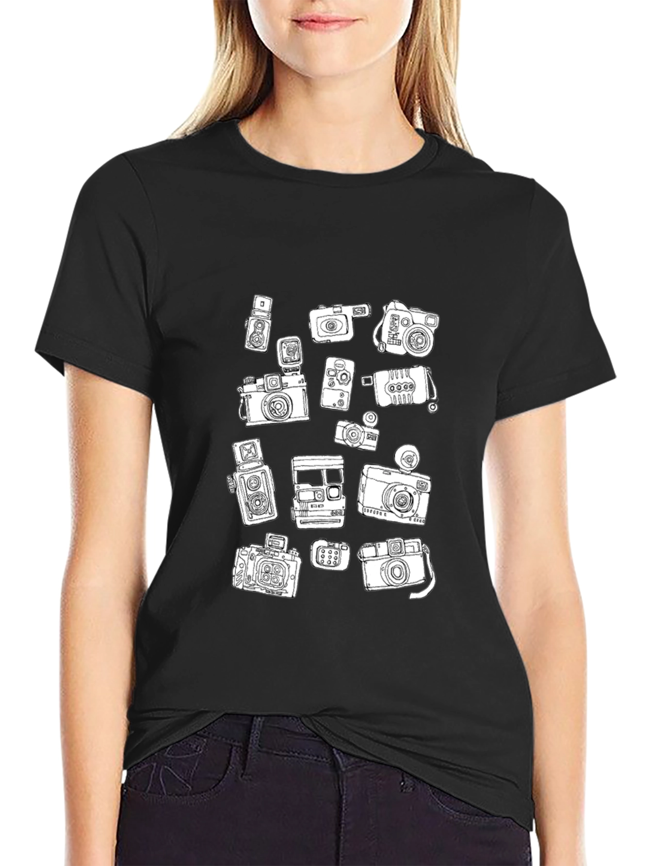Camera Print Black T-Shirt