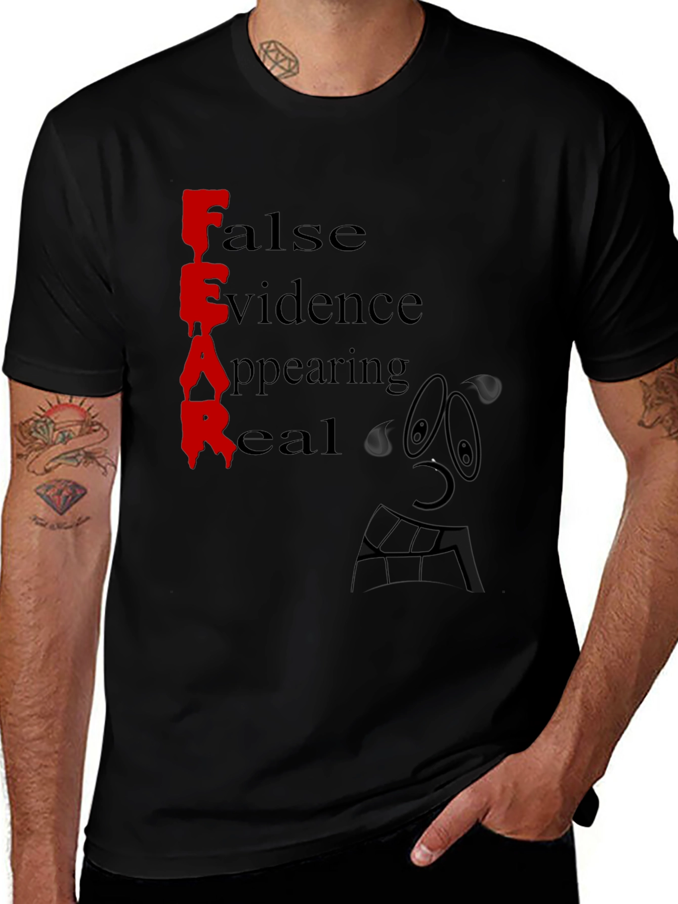 Fear False Evidence Appearing Real Black Tee